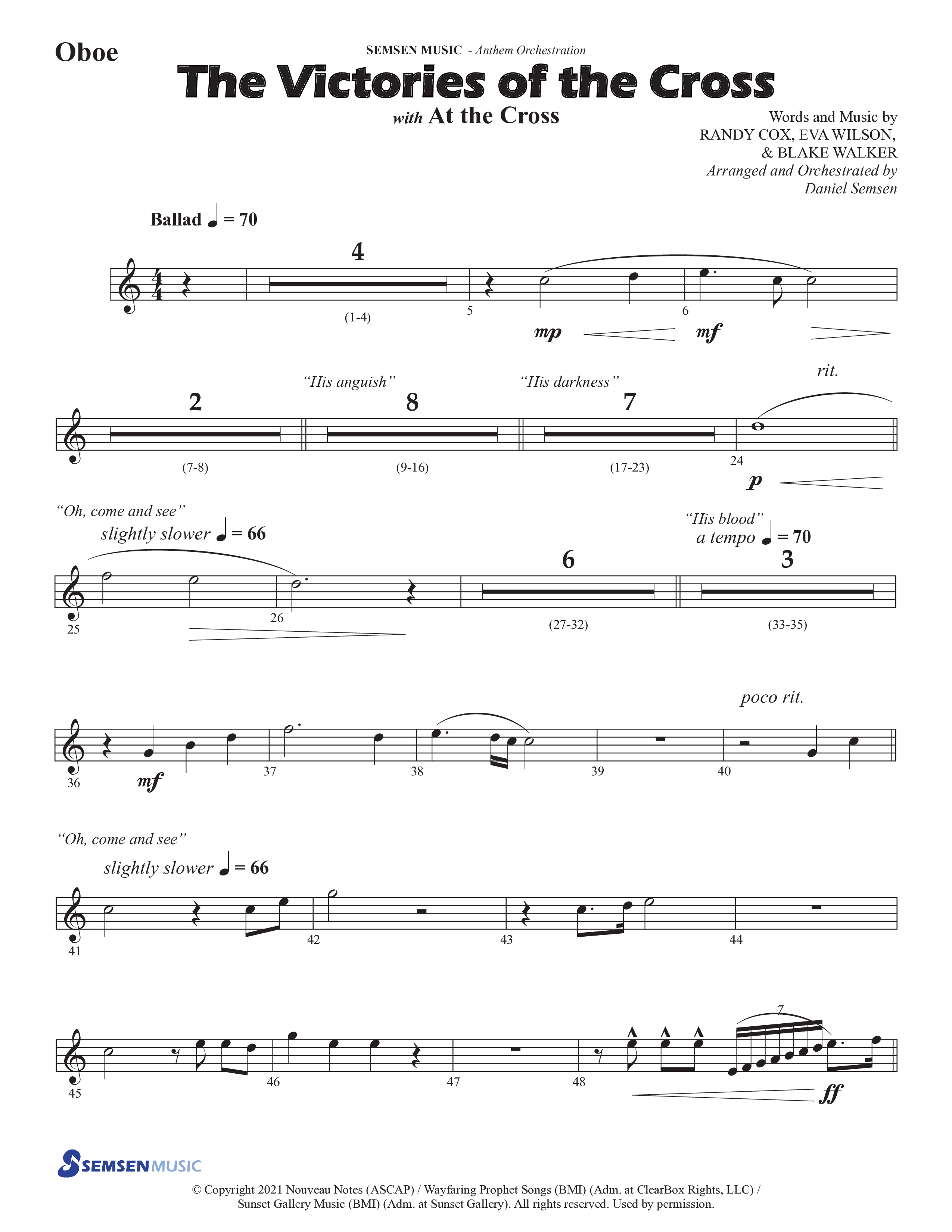 The Victories Of The Cross (with At The Cross) (Choral Anthem SATB) Oboe (Semsen Music / Arr. Daniel Semsen)