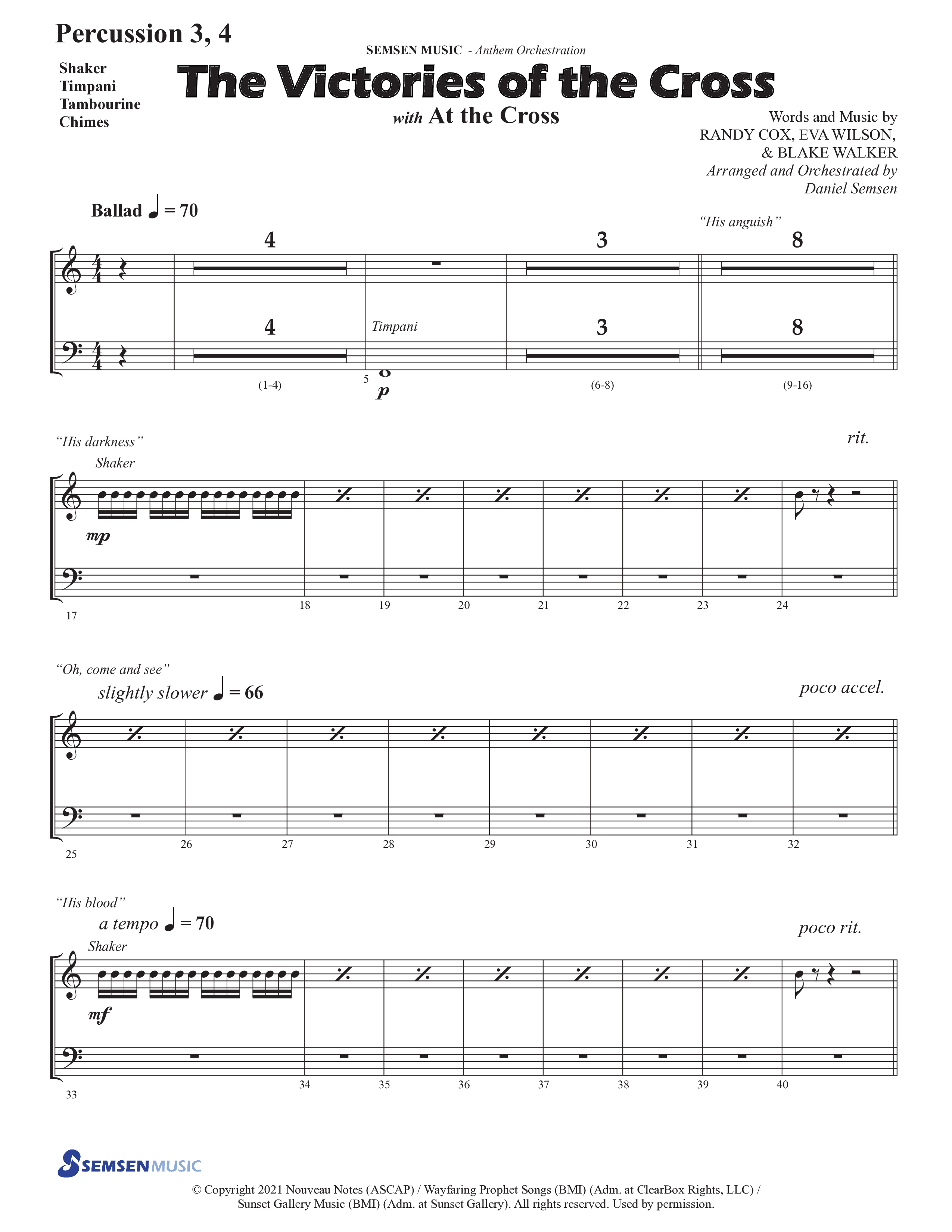 The Victories Of The Cross (with At The Cross) (Choral Anthem SATB) Percussion (Semsen Music / Arr. Daniel Semsen)