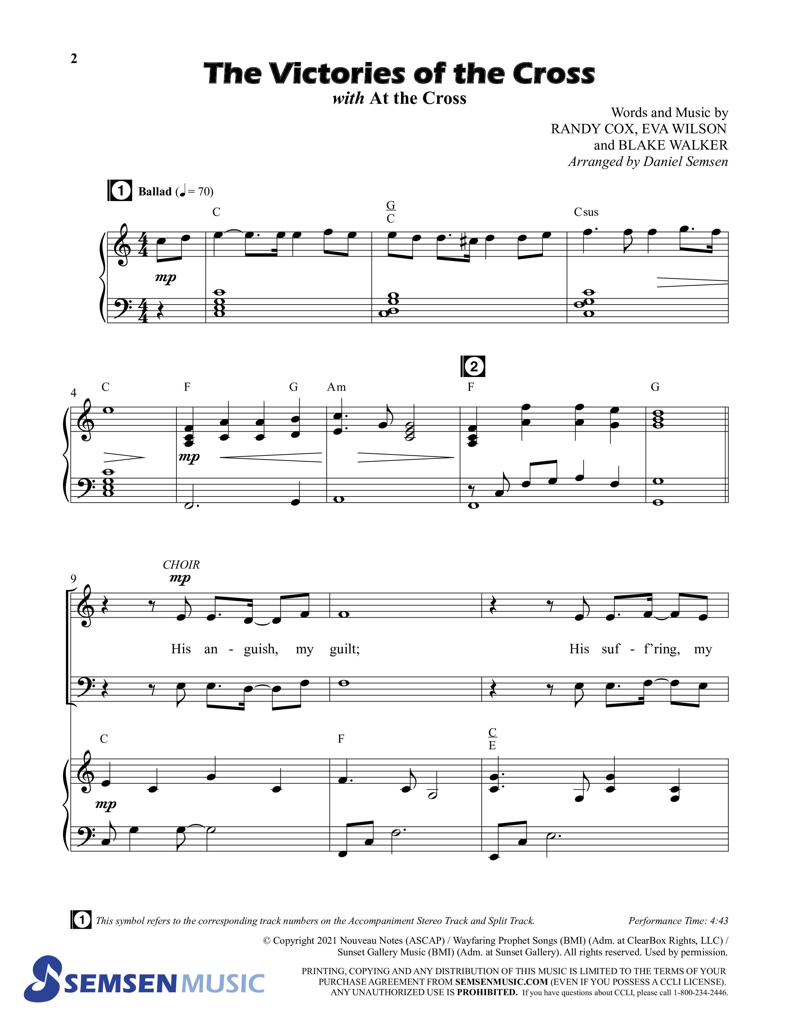 The Victories Of The Cross (with At The Cross) (Choral Anthem SATB) Anthem (SATB/Piano) (Semsen Music / Arr. Daniel Semsen)