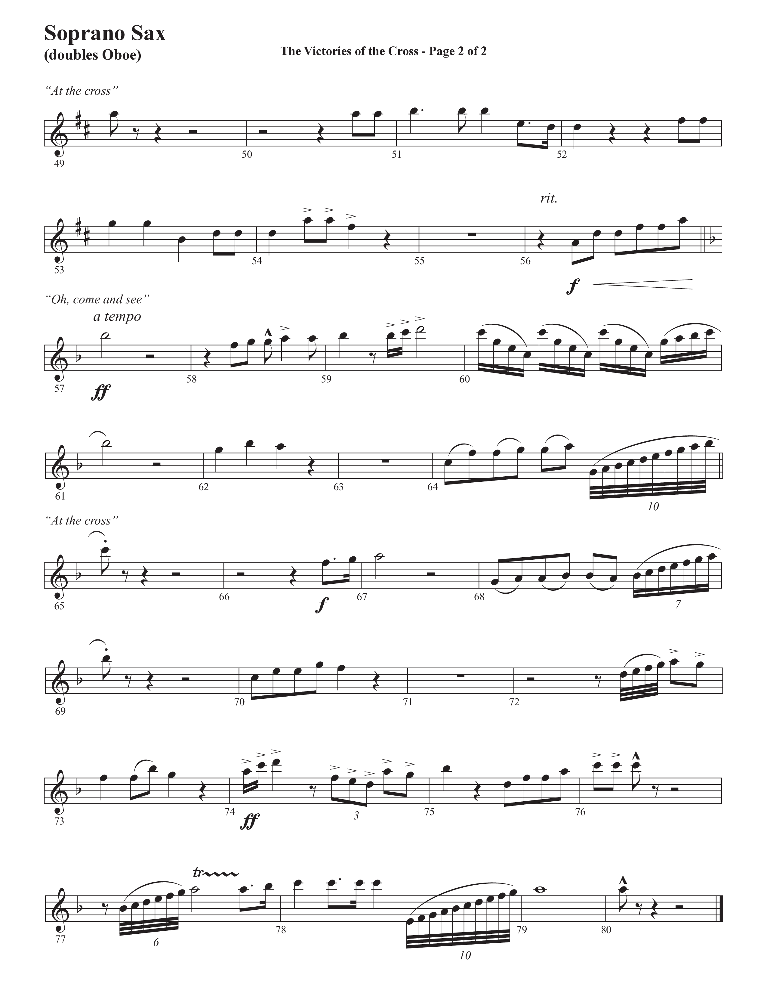 The Victories Of The Cross (with At The Cross) (Choral Anthem SATB) Soprano Sax (Semsen Music / Arr. Daniel Semsen)