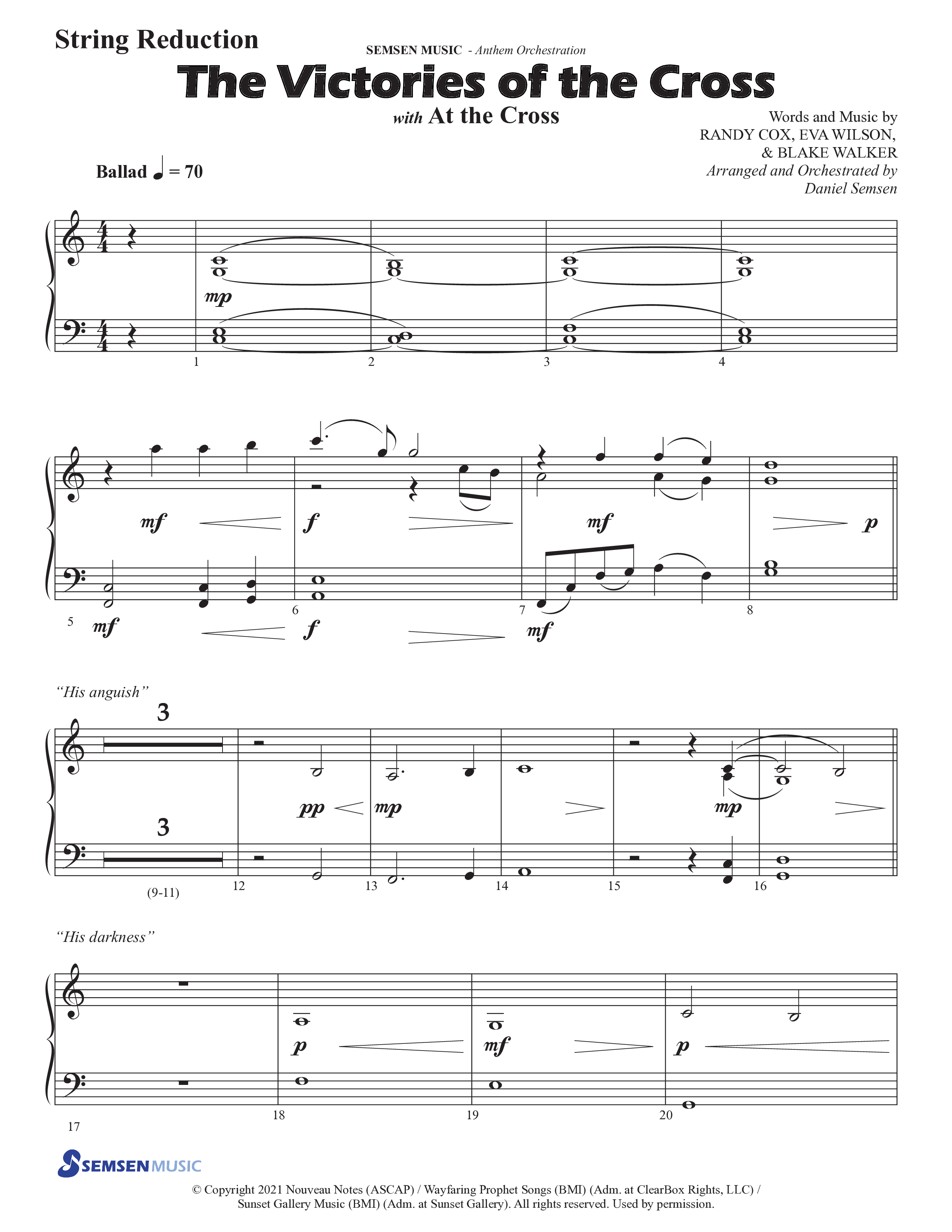 The Victories Of The Cross (with At The Cross) (Choral Anthem SATB) String Reduction (Semsen Music / Arr. Daniel Semsen)