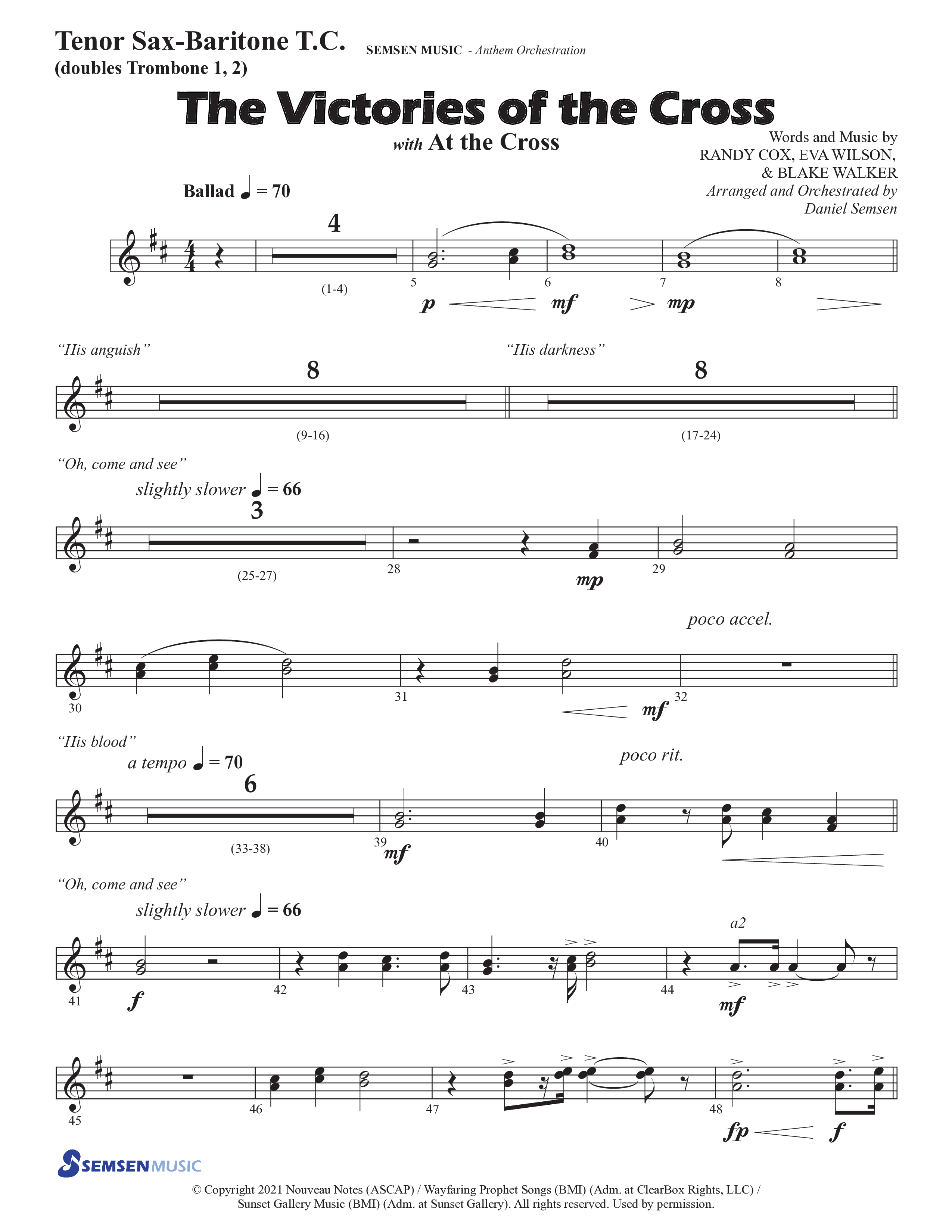 The Victories Of The Cross (with At The Cross) (Choral Anthem SATB) Tenor Sax/Baritone T.C. (Semsen Music / Arr. Daniel Semsen)