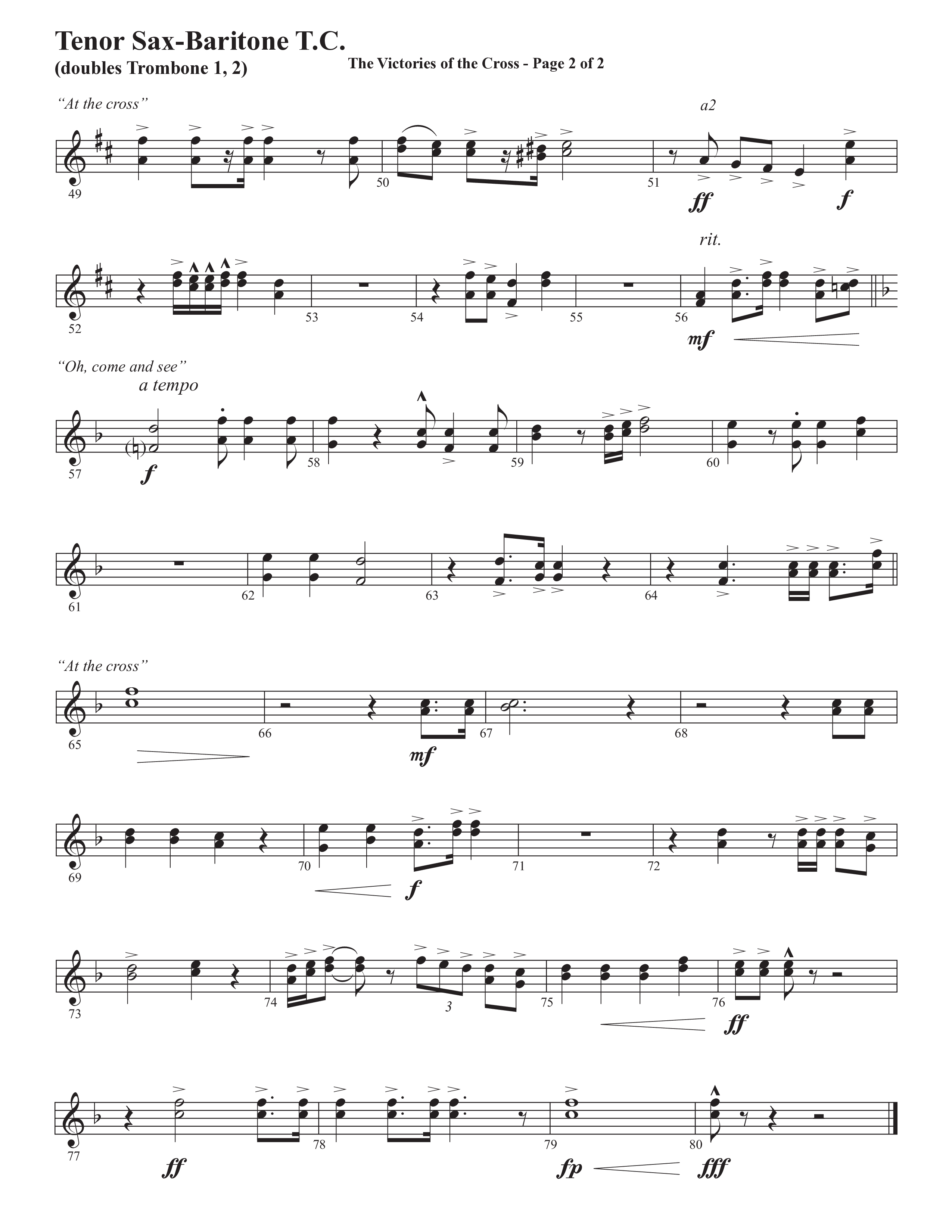 The Victories Of The Cross (with At The Cross) (Choral Anthem SATB) Tenor Sax/Baritone T.C. (Semsen Music / Arr. Daniel Semsen)