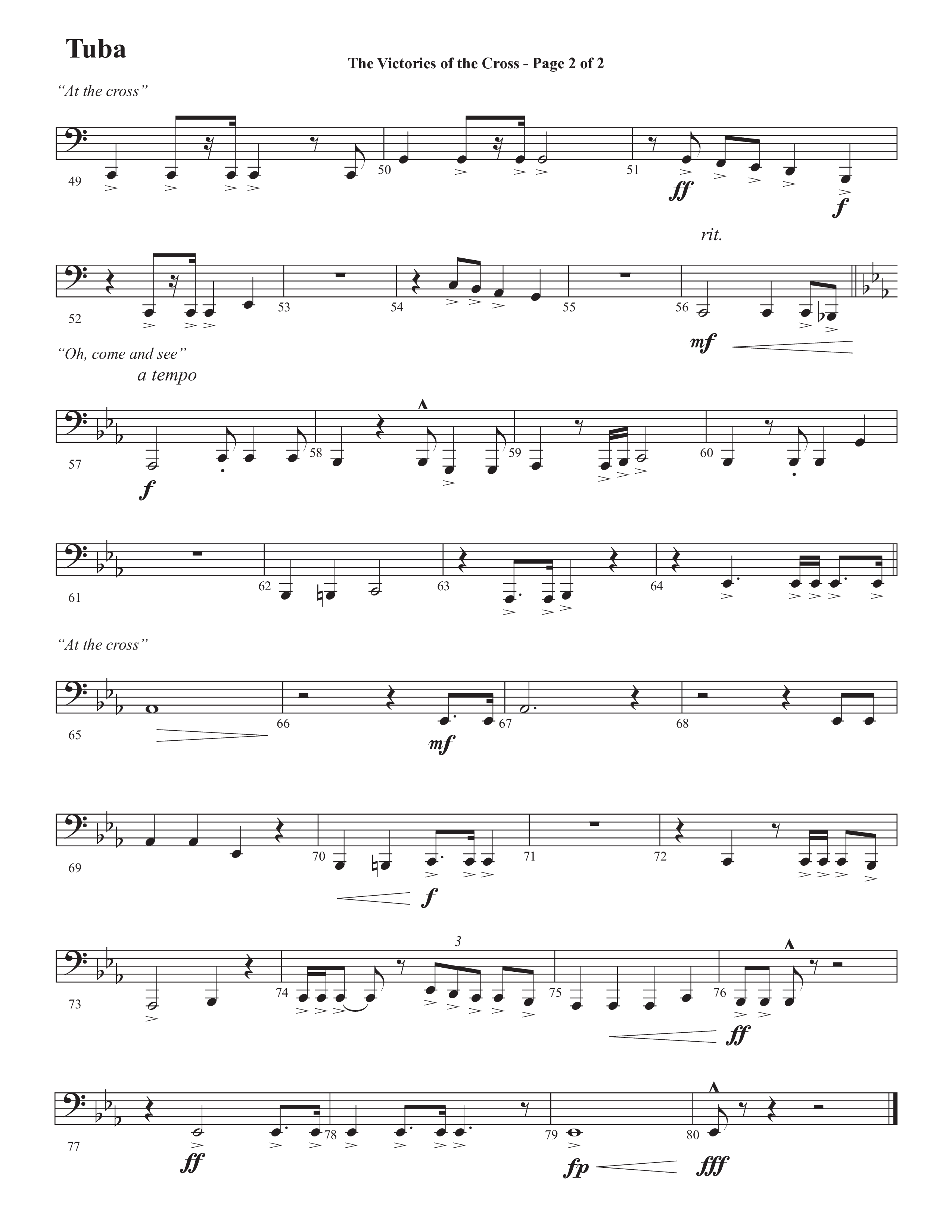 The Victories Of The Cross (with At The Cross) (Choral Anthem SATB) Tuba (Semsen Music / Arr. Daniel Semsen)