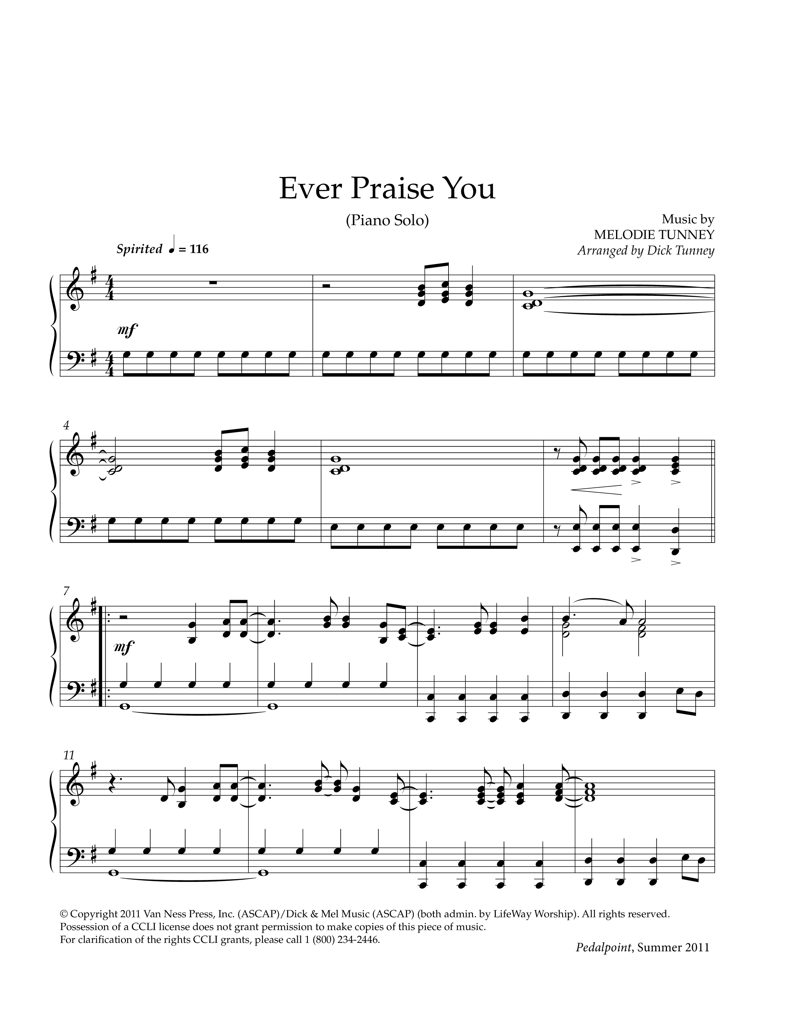 Ever Praise You (Instrumental) Piano Sheet (Lifeway Worship / Arr. Dick Tunney)