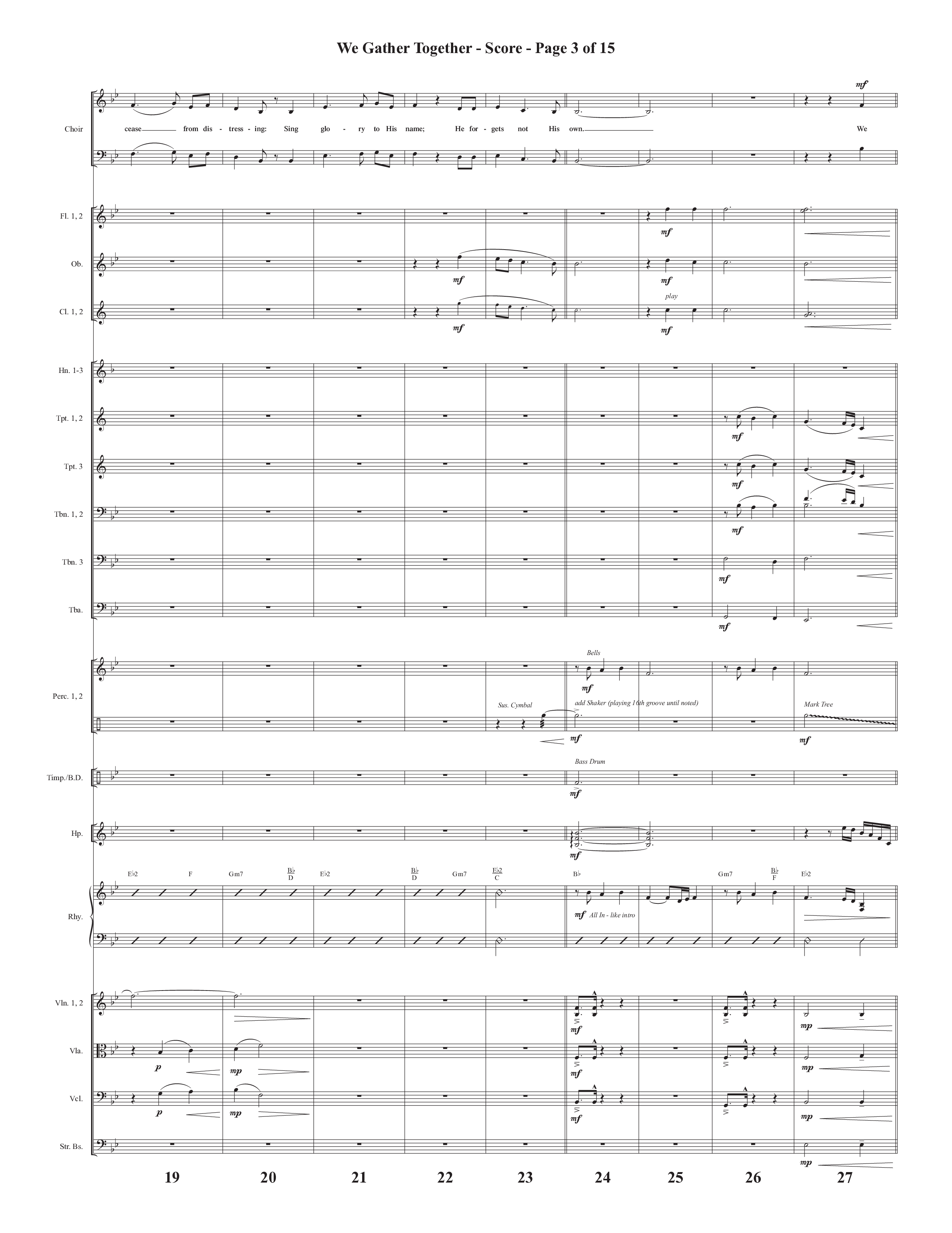 We Gather Together (We Thank You) (Choral Anthem SATB) Conductor's Score (Semsen Music / Arr. John Bolin / Orch. Cliff Duren)
