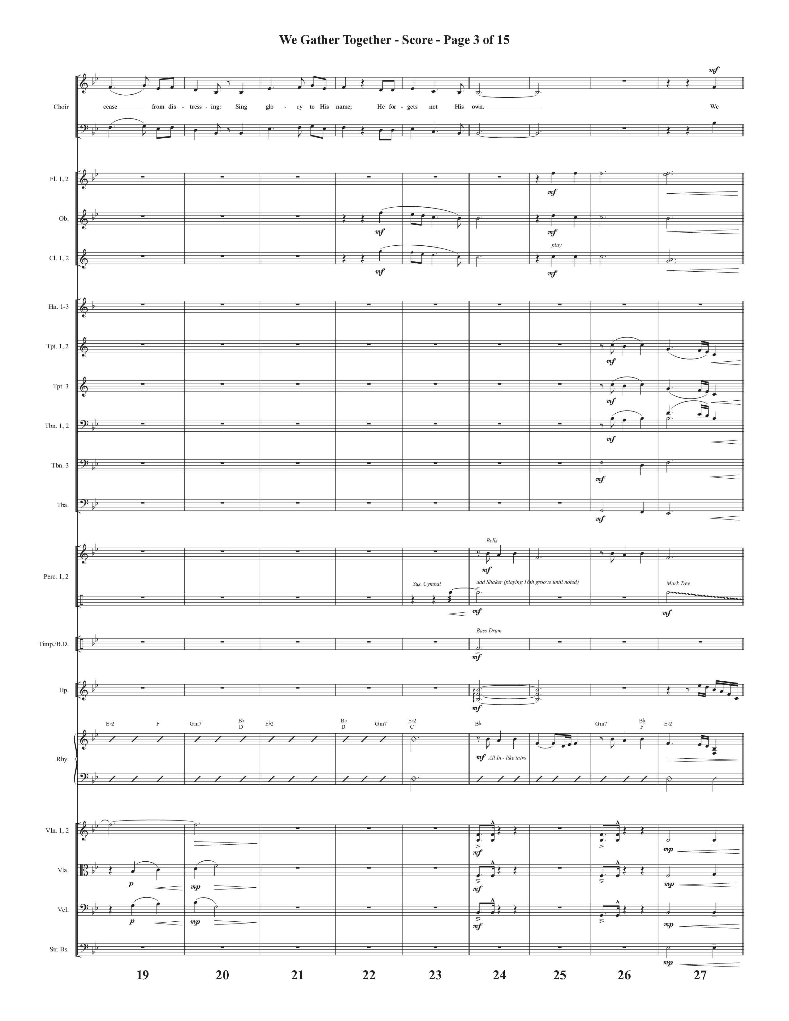 We Gather Together (We Thank You) (Choral Anthem SATB) Orchestration (Semsen Music / Arr. John Bolin / Orch. Cliff Duren)