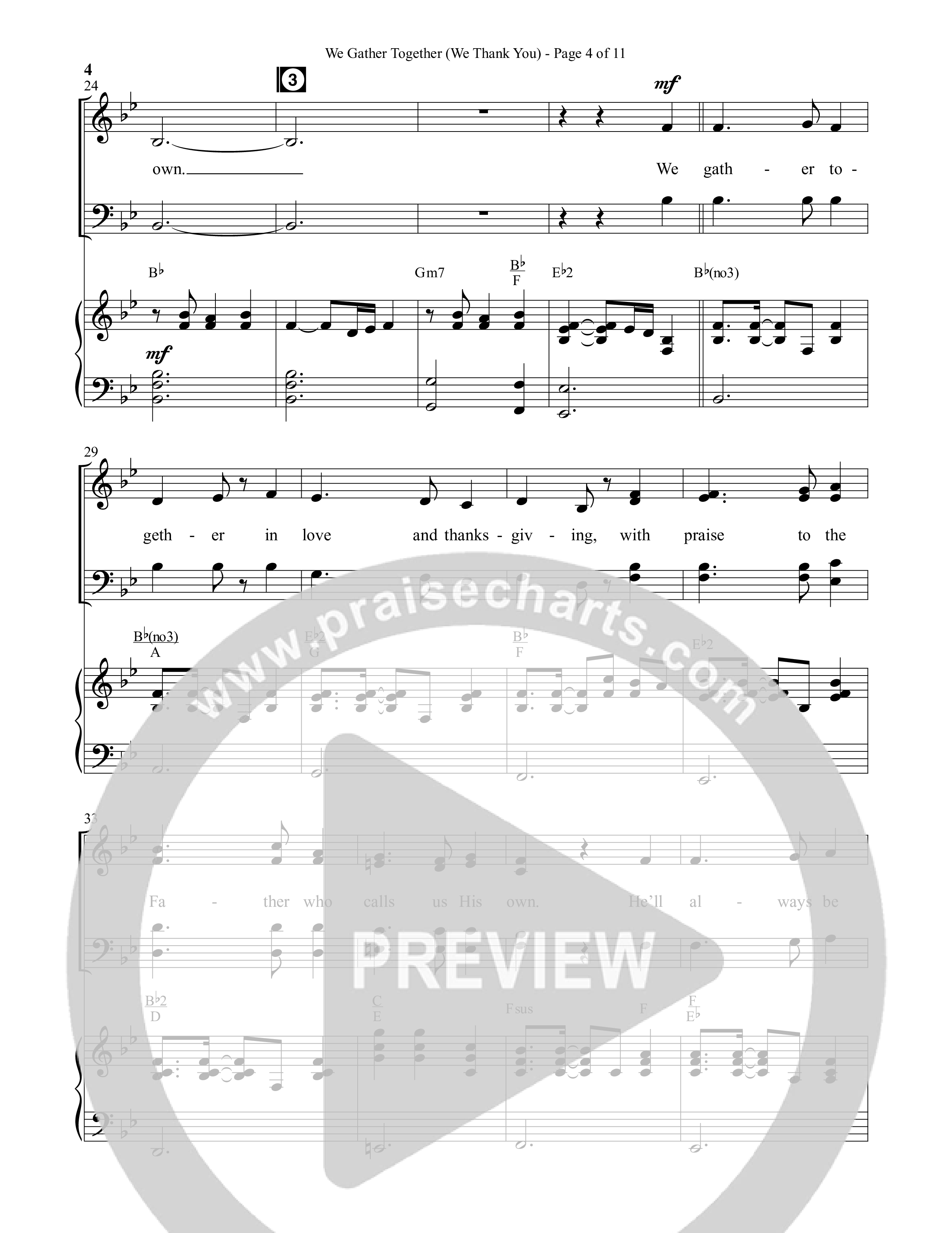 We Gather Together (We Thank You) (Choral Anthem SATB) Anthem (SATB/Piano) (Semsen Music / Arr. John Bolin / Orch. Cliff Duren)