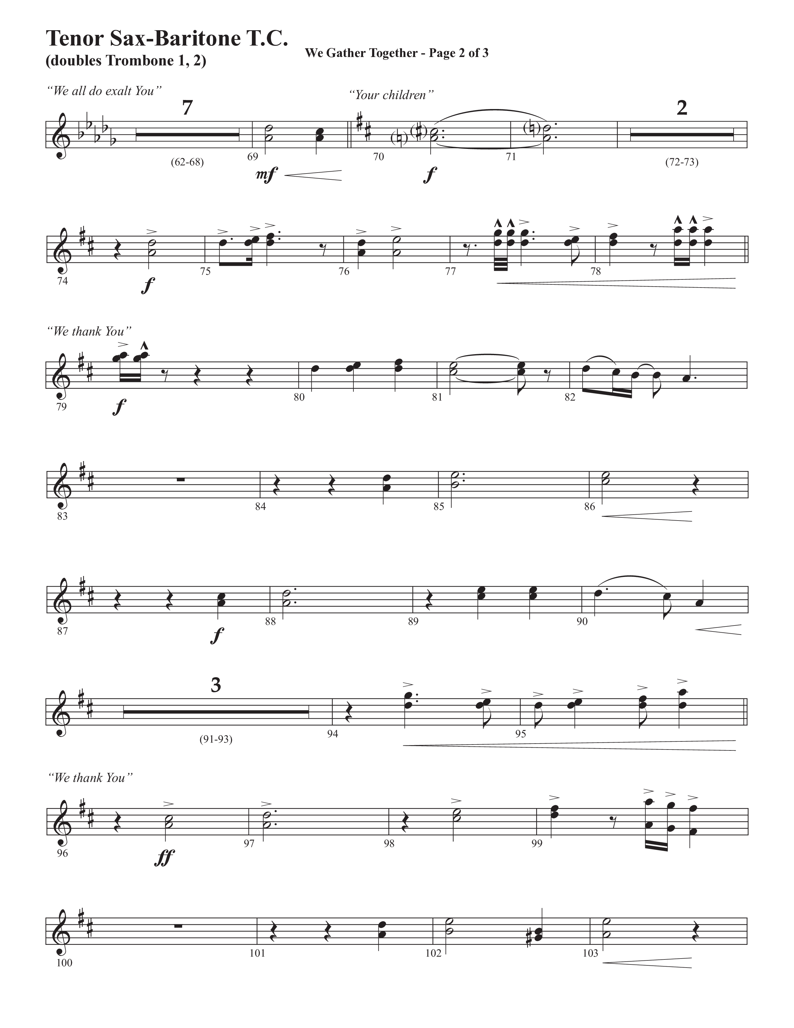 We Gather Together (We Thank You) (Choral Anthem SATB) Tenor Sax/Baritone T.C. (Semsen Music / Arr. John Bolin / Orch. Cliff Duren)