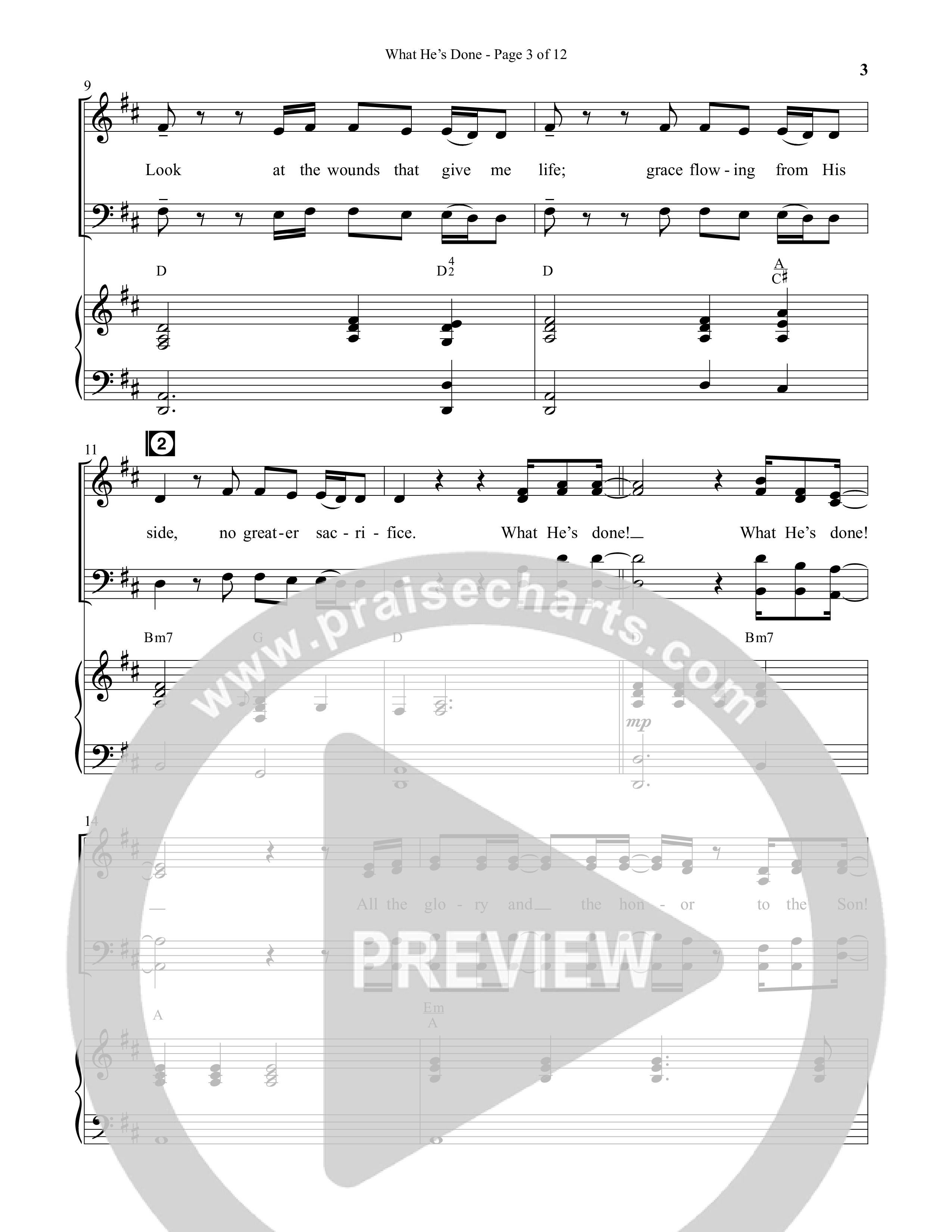 What He's Done (Choral Anthem SATB) Anthem (SATB/Piano) (Semsen Music / Arr. Cliff Duren)