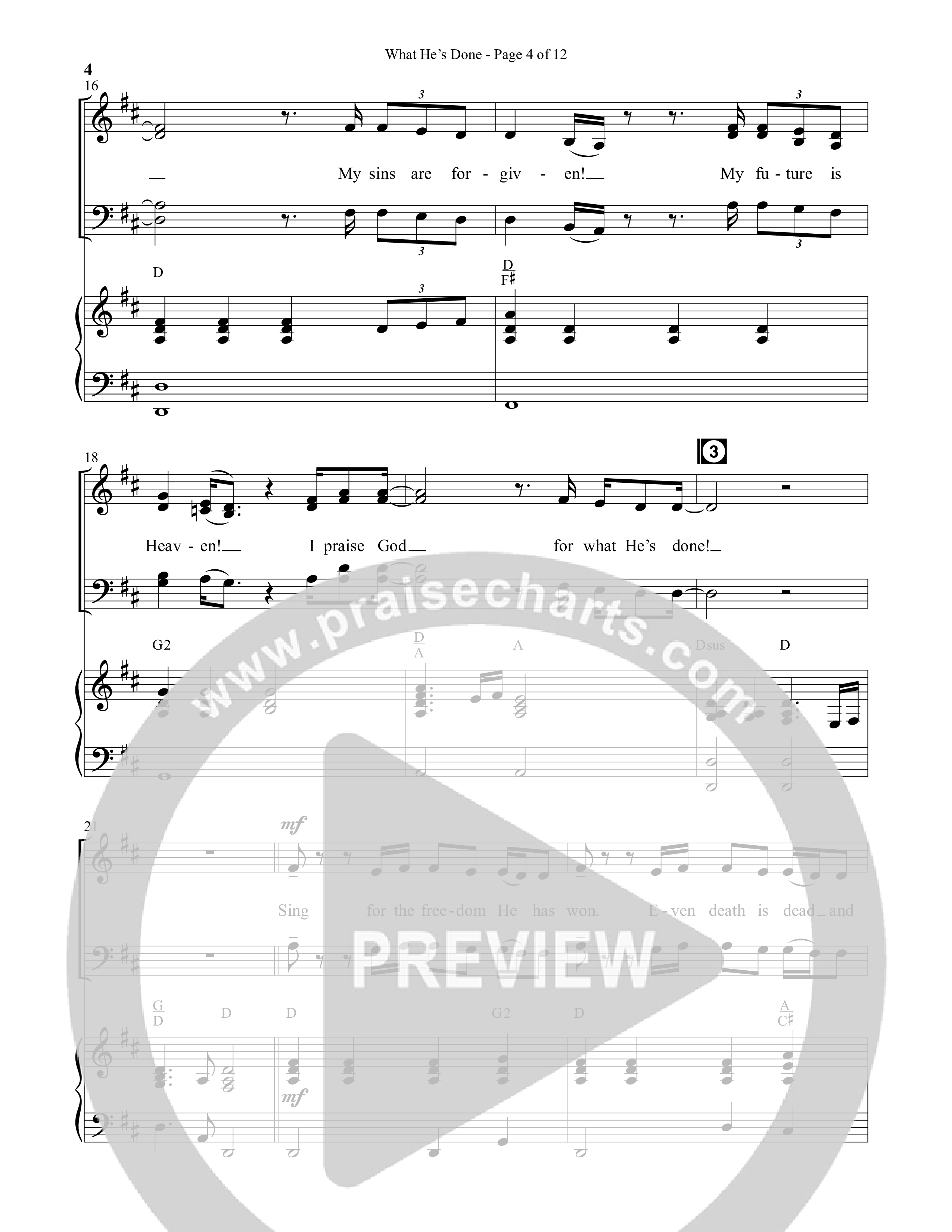 What He's Done (Choral Anthem SATB) Anthem (SATB/Piano) (Semsen Music / Arr. Cliff Duren)