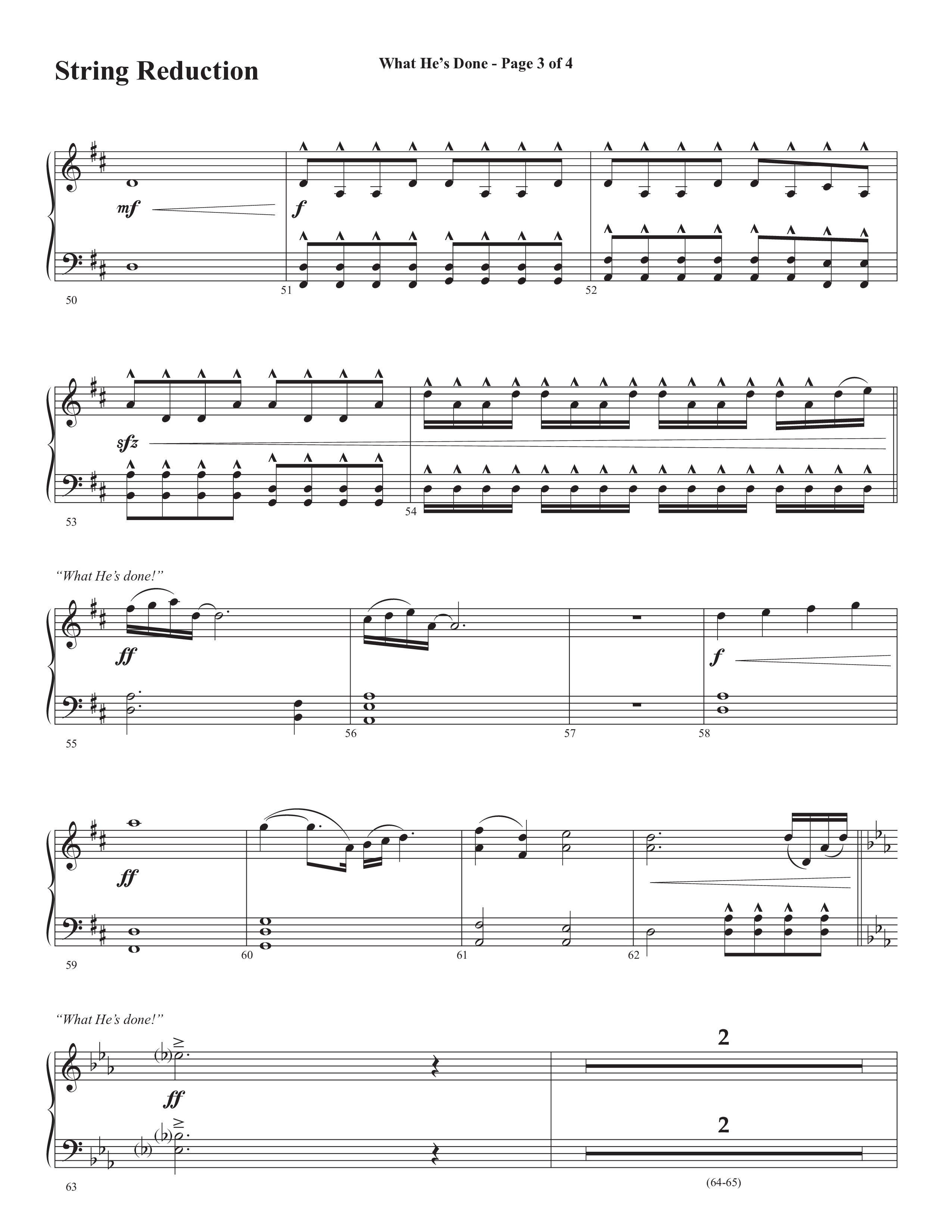 What He's Done (Choral Anthem SATB) String Reduction (Semsen Music / Arr. Cliff Duren)