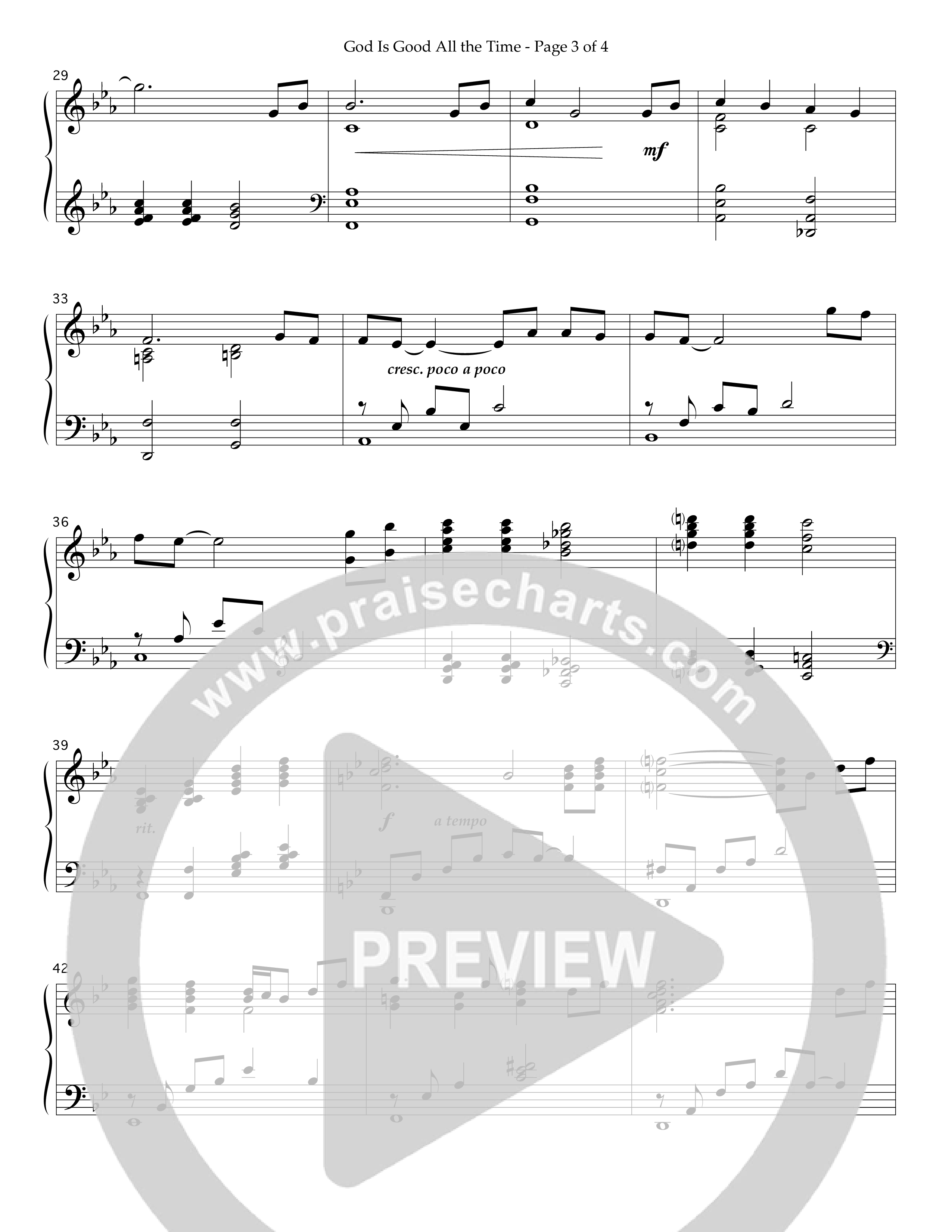 God Is Good All The Time (Instrumental) Piano Sheet (Lifeway Worship / Arr. Richard Huggins)