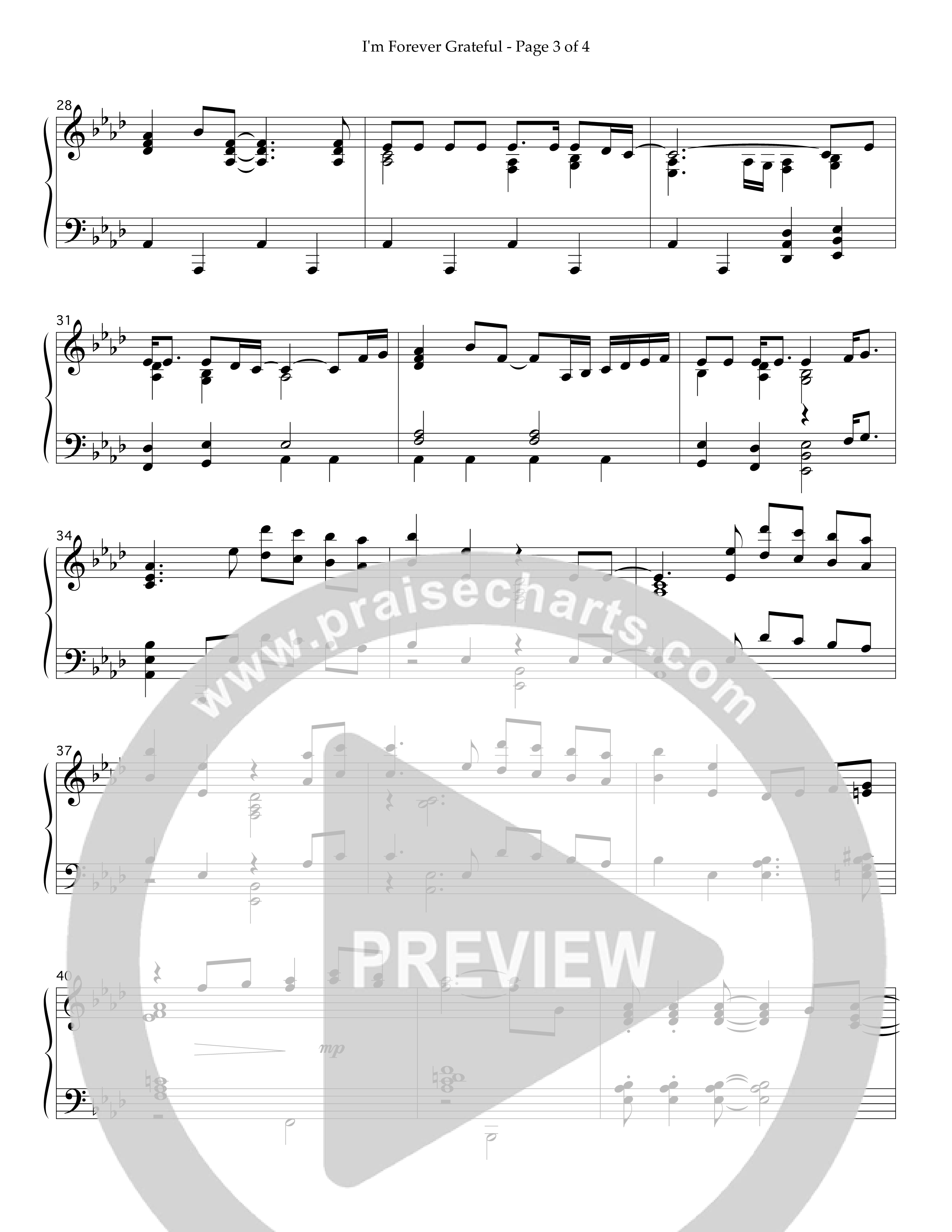 I'm Forever Grateful (Instrumental) Piano Sheet (Lifeway Worship / Arr. Richard Huggins)