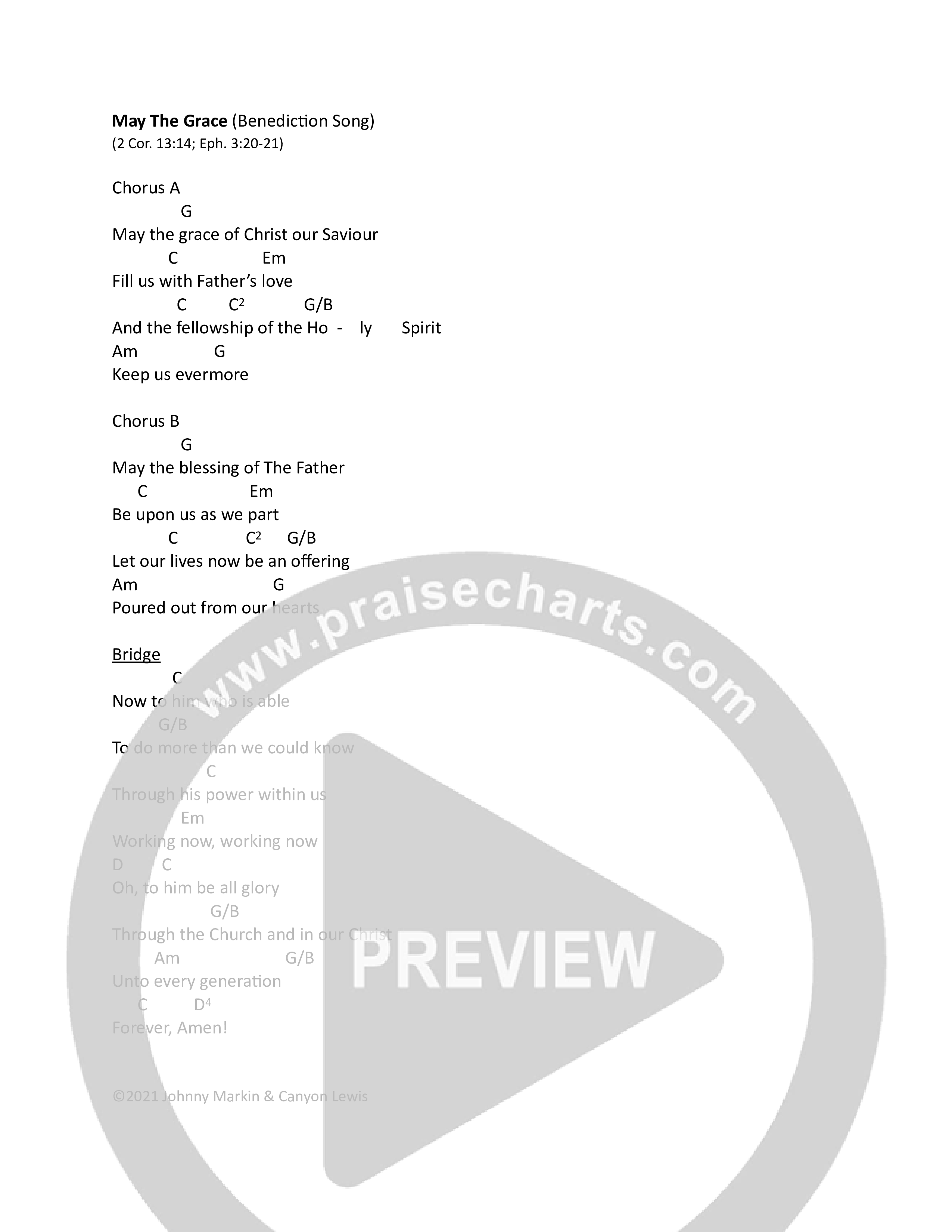 May The Grace Chords & Lyrics (Johnny Markin)