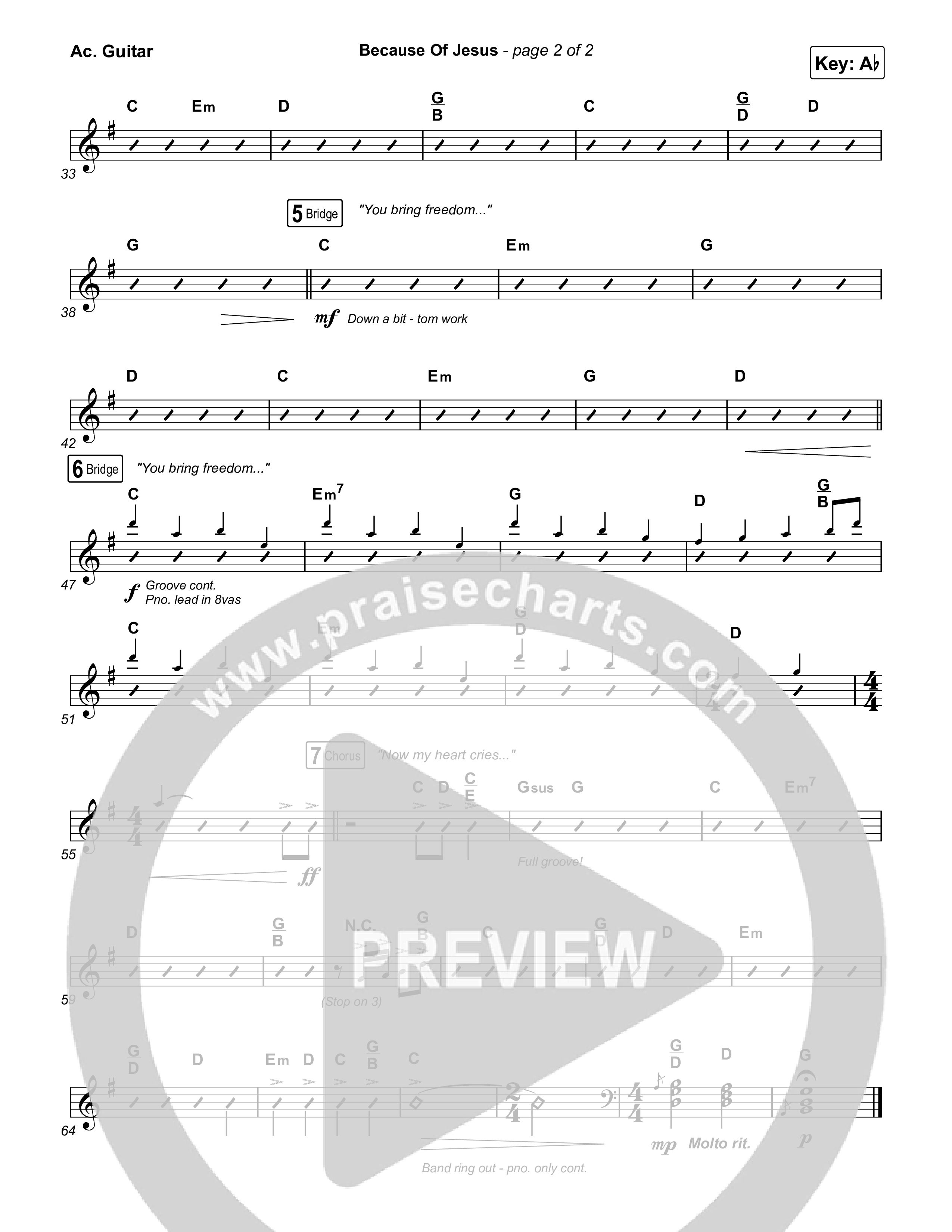 Because Of Jesus (Live) Acoustic Guitar (Charity Gayle)