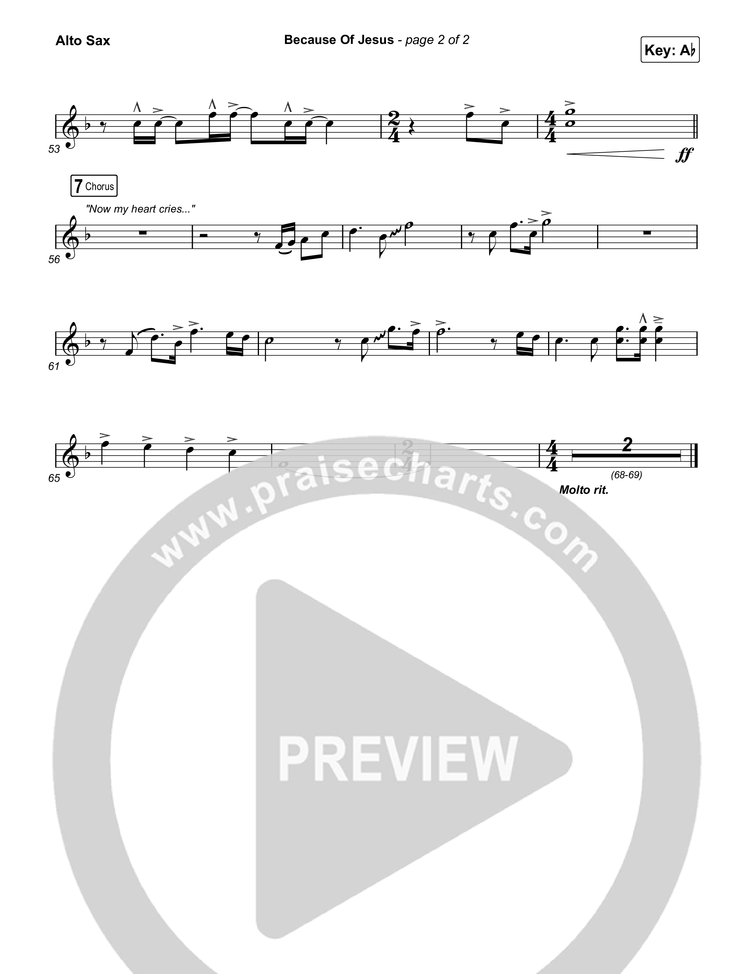 Because Of Jesus (Live) Alto Sax (Charity Gayle)