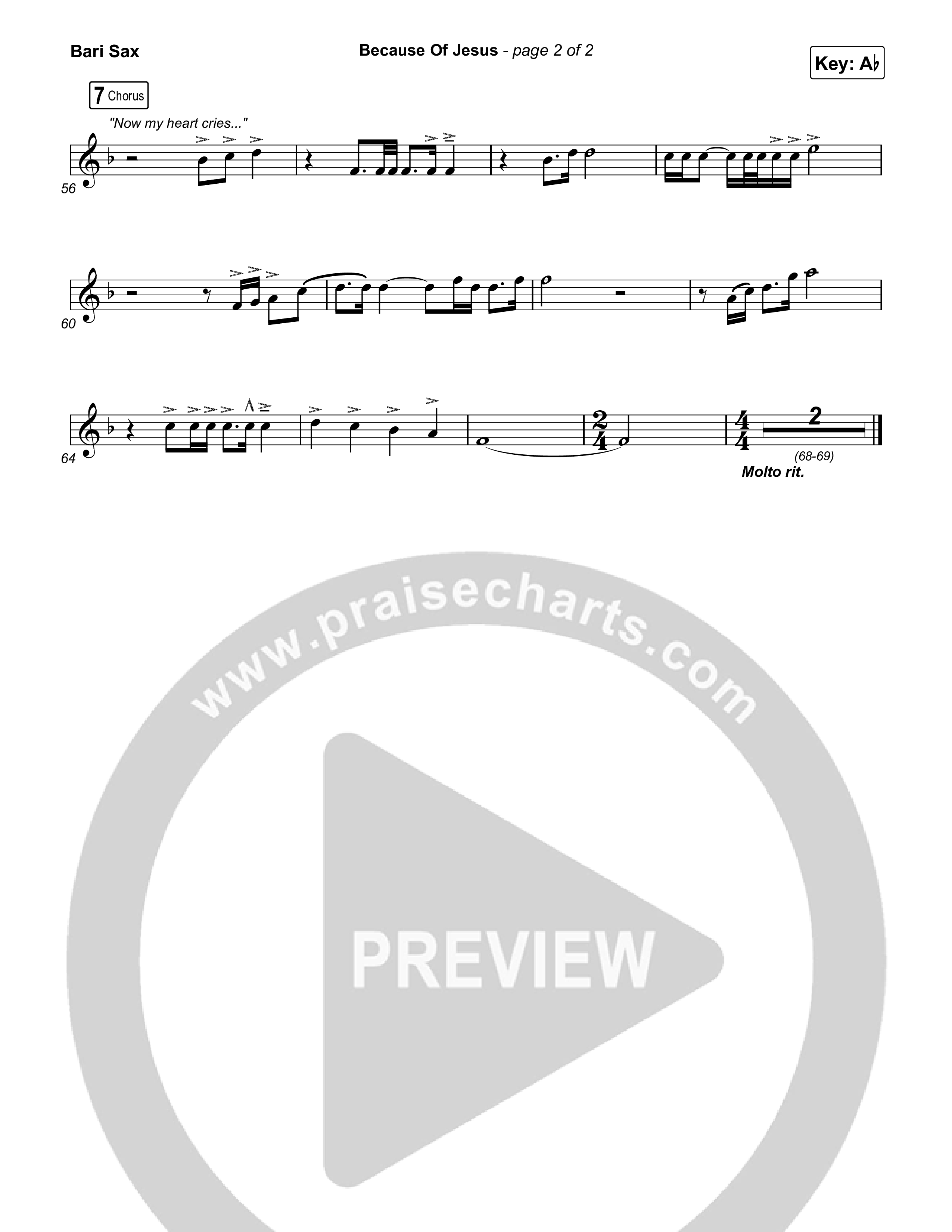 Because Of Jesus (Live) Bari Sax (Charity Gayle)