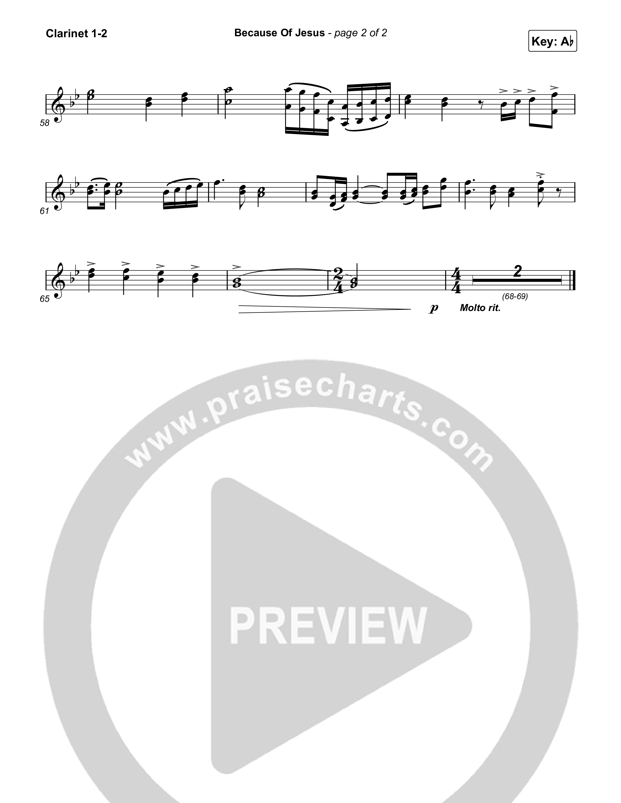 Because Of Jesus (Live) Clarinet 1,2 (Charity Gayle)