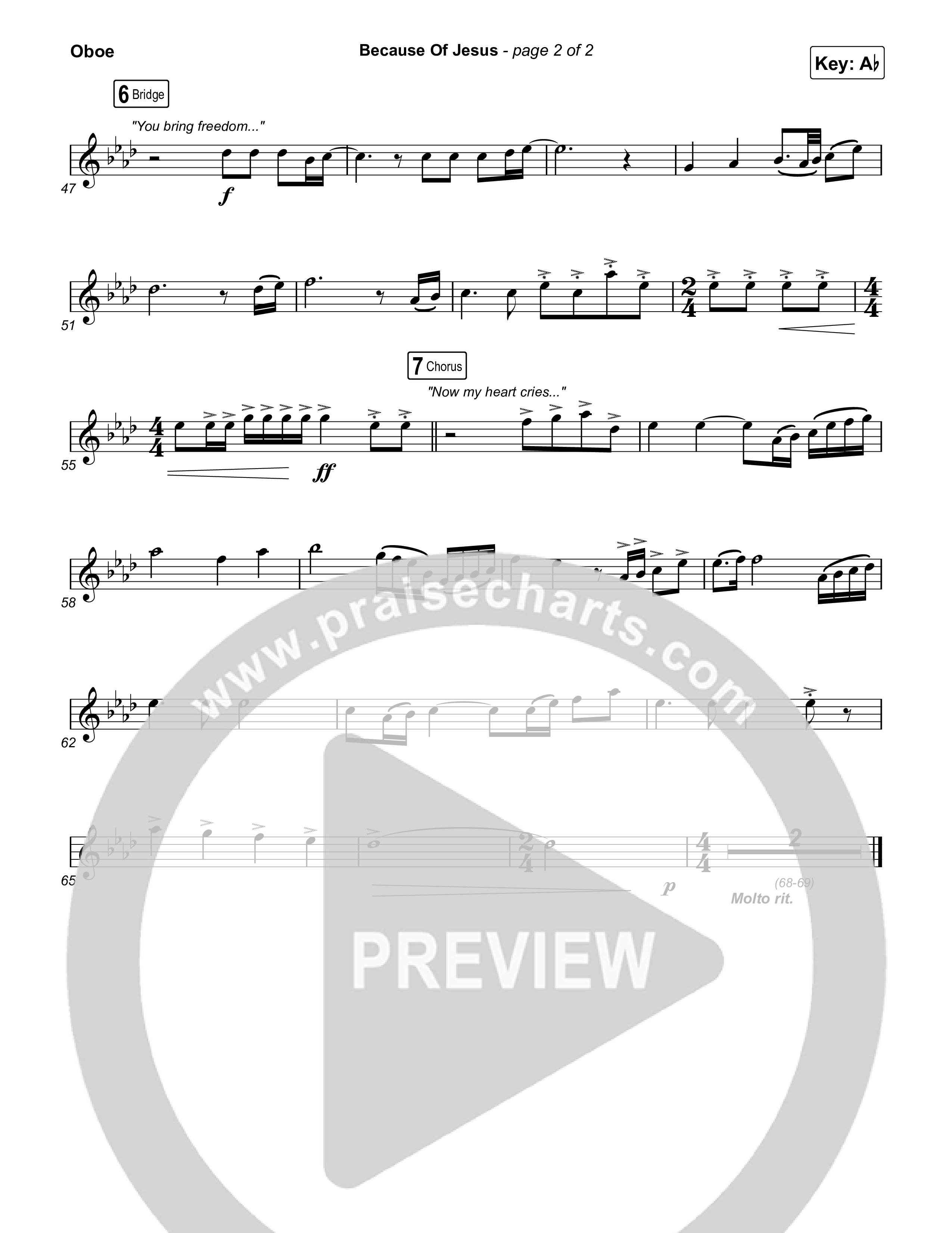 Because Of Jesus (Live) Oboe (Charity Gayle)