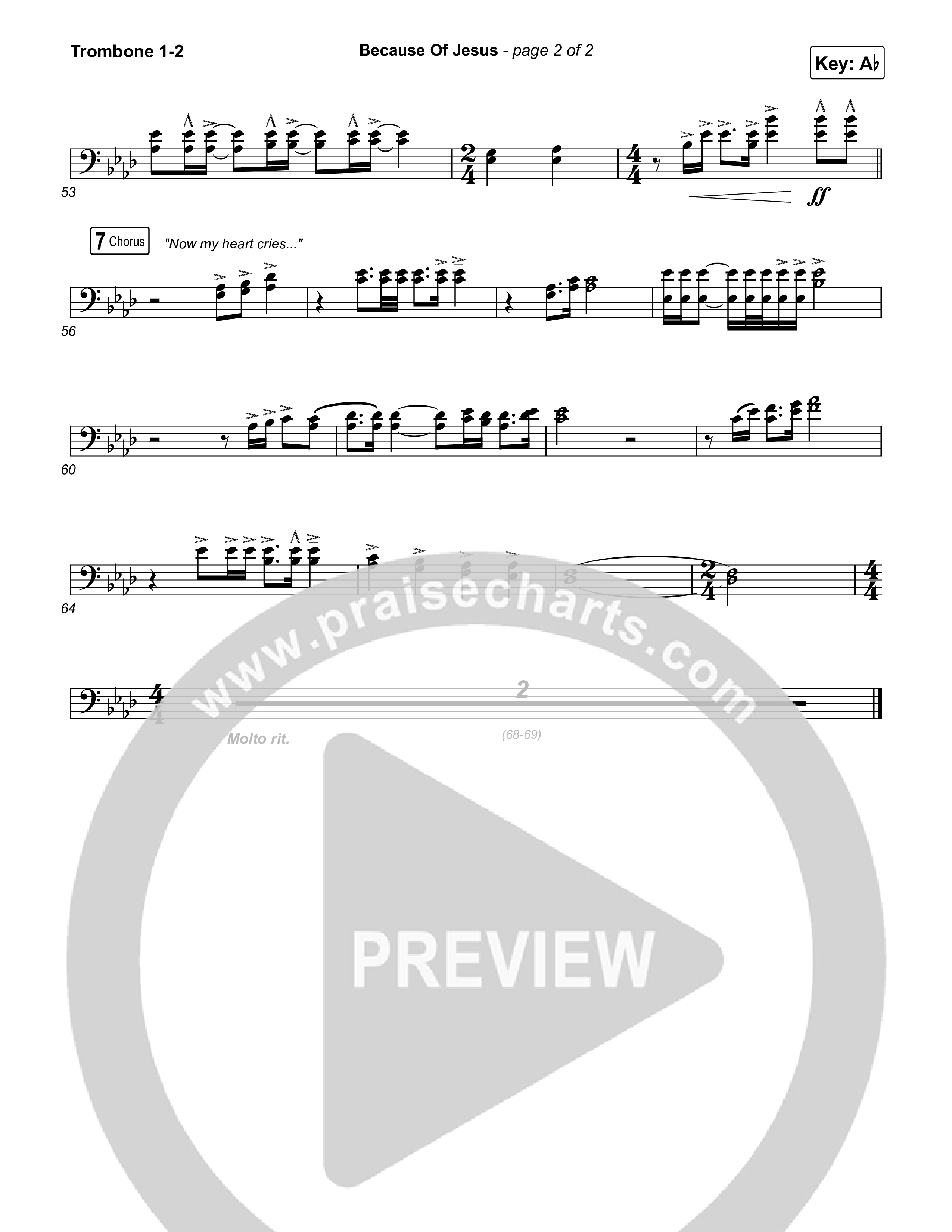 Because Of Jesus (Live) Trombone 1/2 (Charity Gayle)