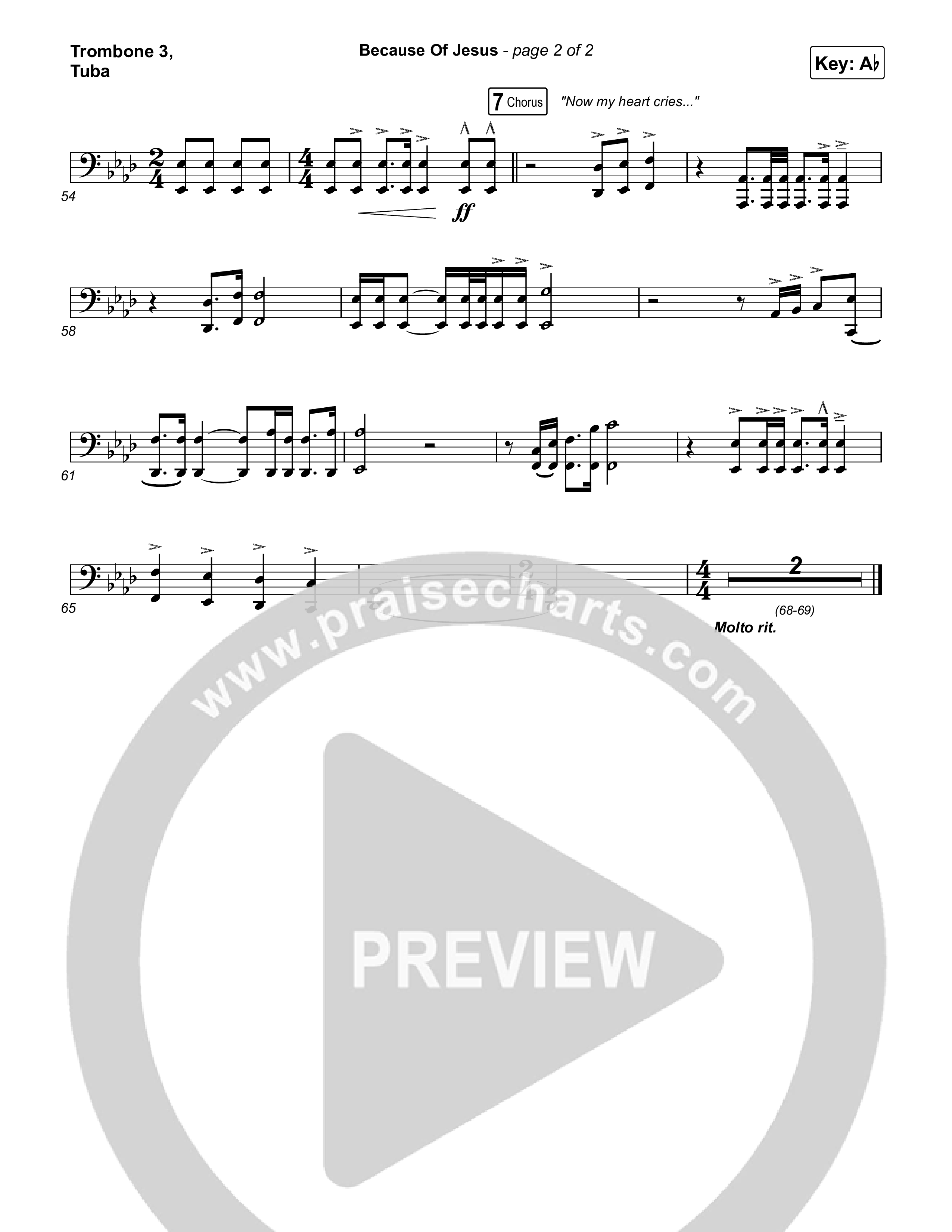 Because Of Jesus (Live) Trombone 3/Tuba (Charity Gayle)