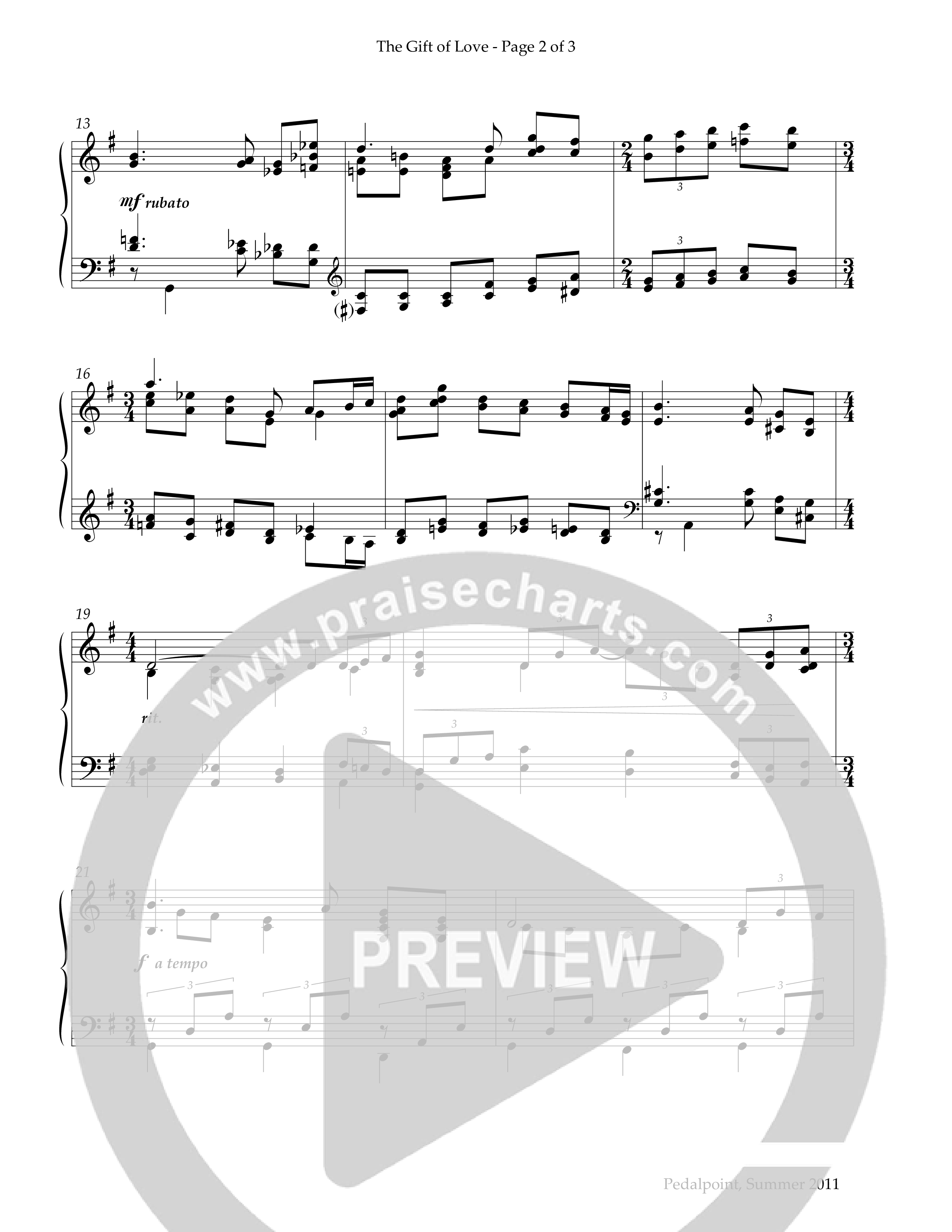 The Gift Of Love (O Waly Waly) (Instrumental) Piano Sheet (Lifeway Worship / Arr. John Carter)