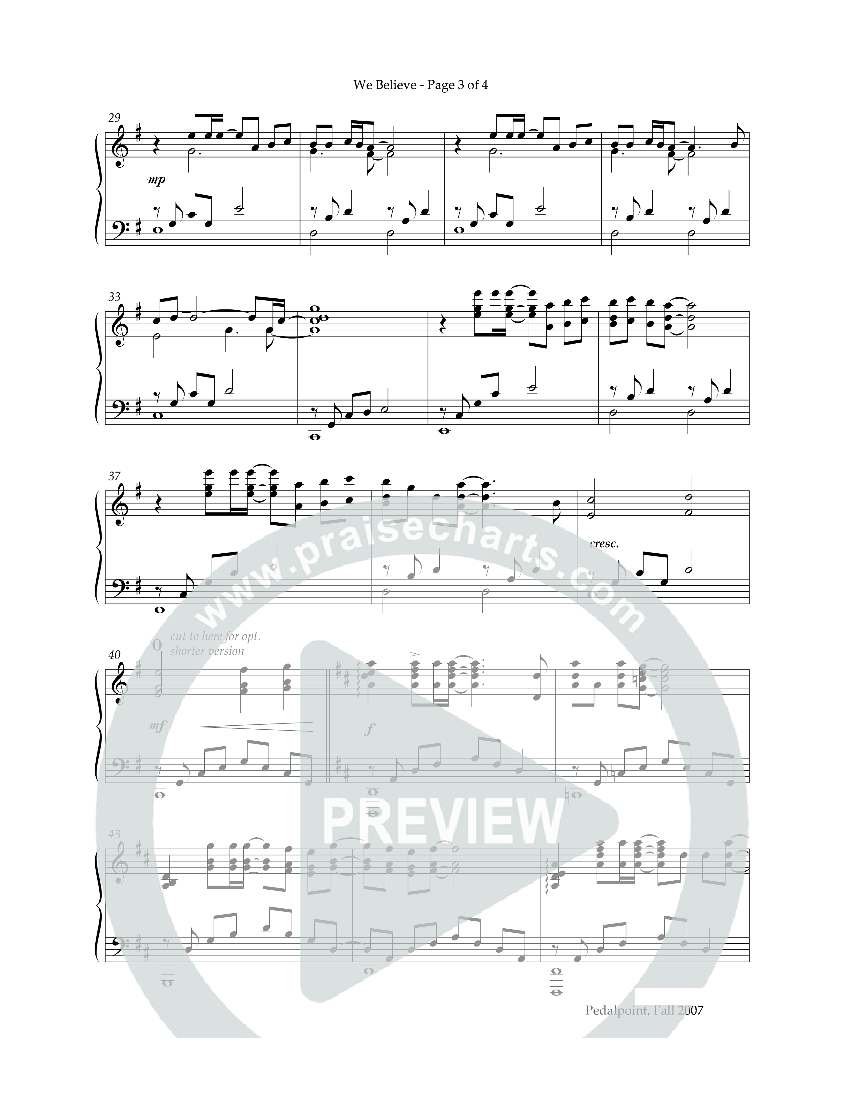 We Believe (Instrumental) Piano Sheet (Lifeway Worship / Arr. David Winkler)