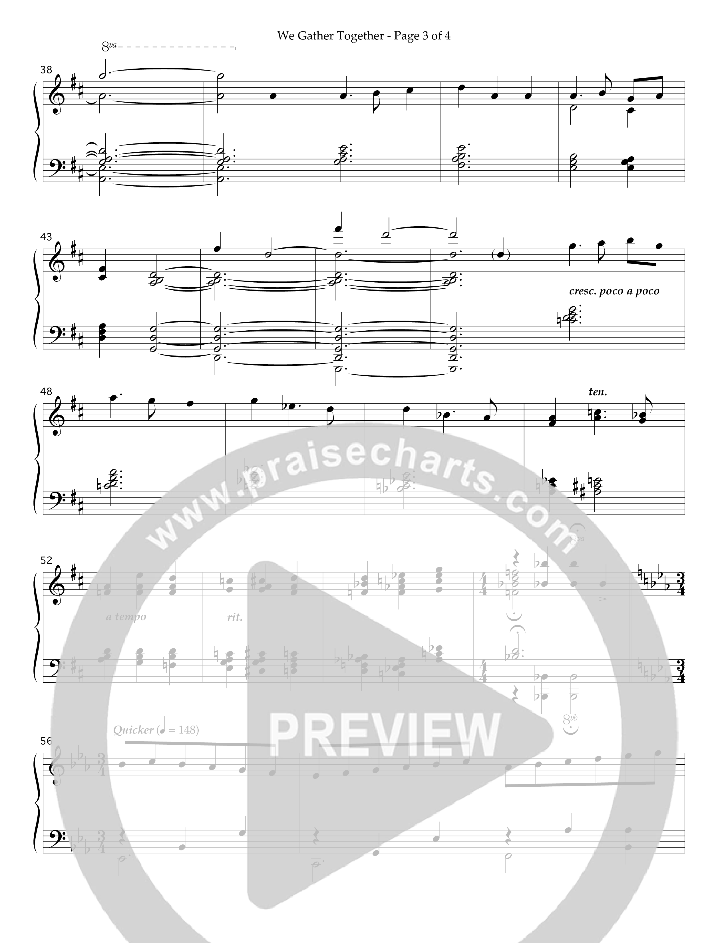 We Gather Together (Instrumental) Piano Sheet (Lifeway Worship / Arr. Richard Huggins)