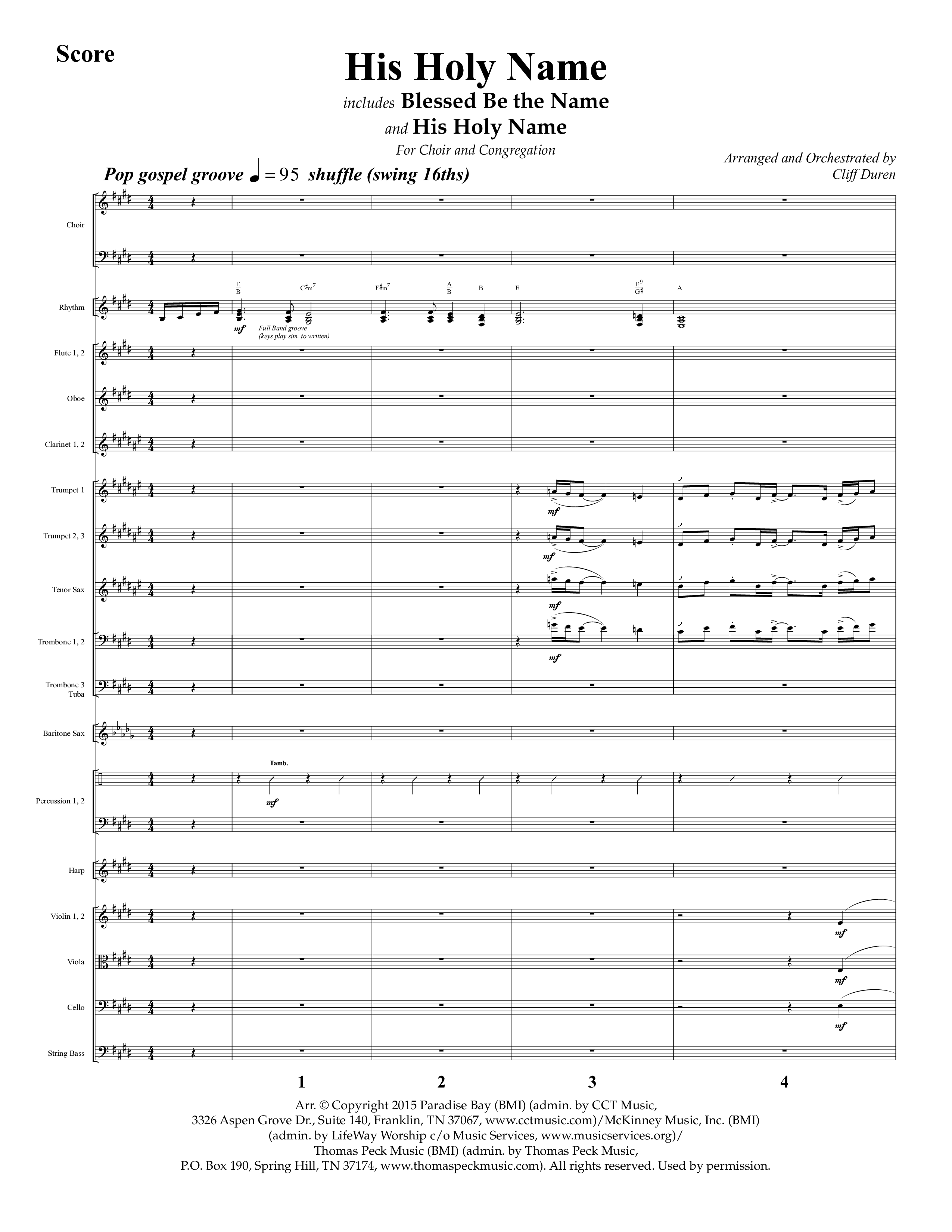 His Holy Name (with Blessed Be The Name) (Choral Anthem SATB) Orchestration (Lifeway Choral / Arr. Cliff Duren)