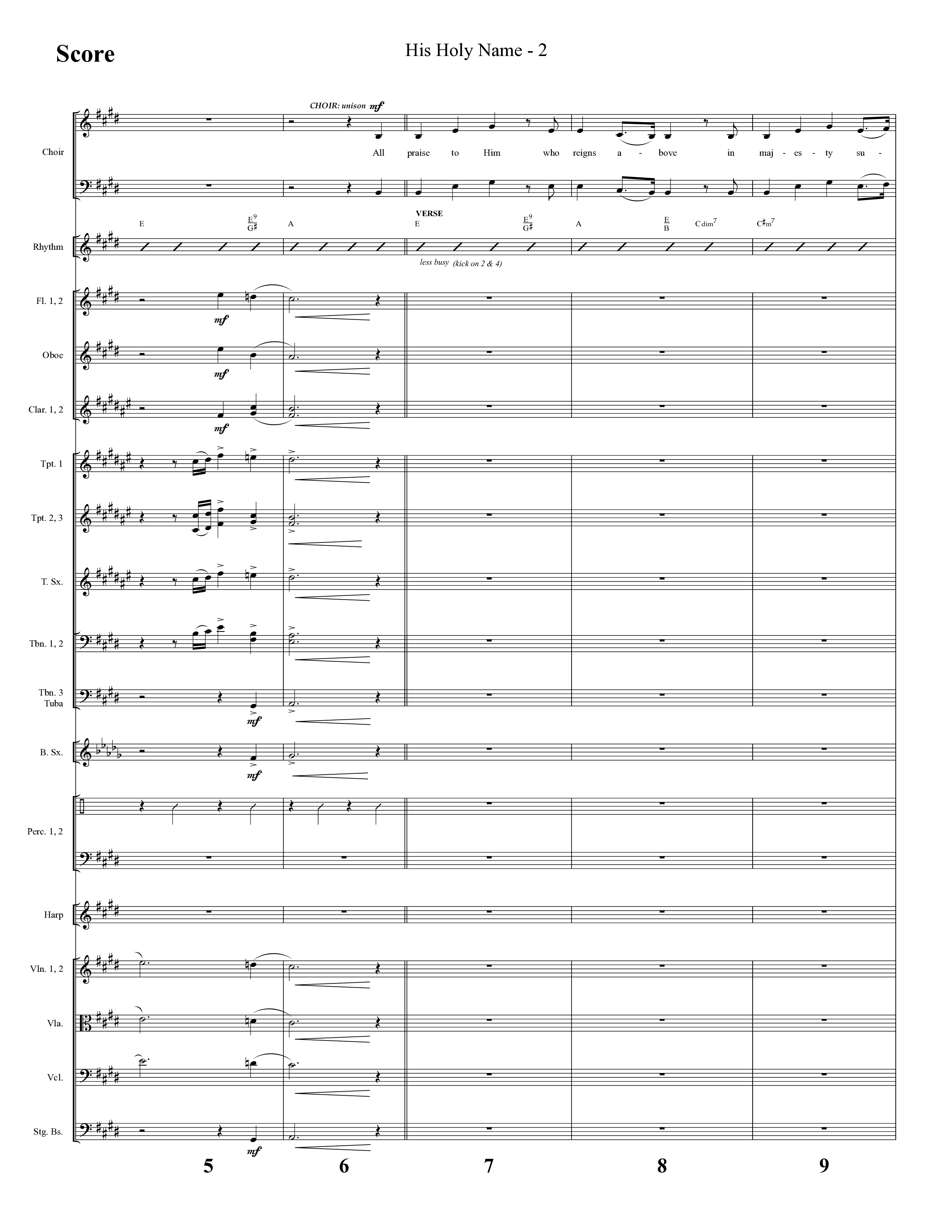His Holy Name (with Blessed Be The Name) (Choral Anthem SATB) Conductor's Score (Lifeway Choral / Arr. Cliff Duren)