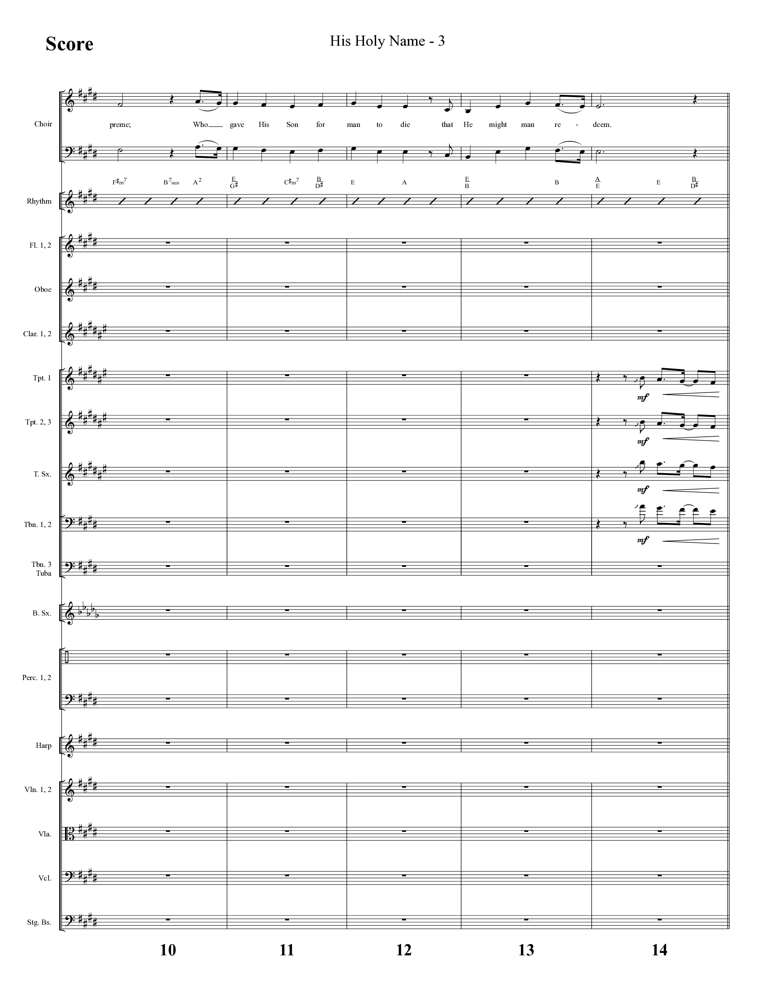 His Holy Name (with Blessed Be The Name) (Choral Anthem SATB) Conductor's Score (Lifeway Choral / Arr. Cliff Duren)