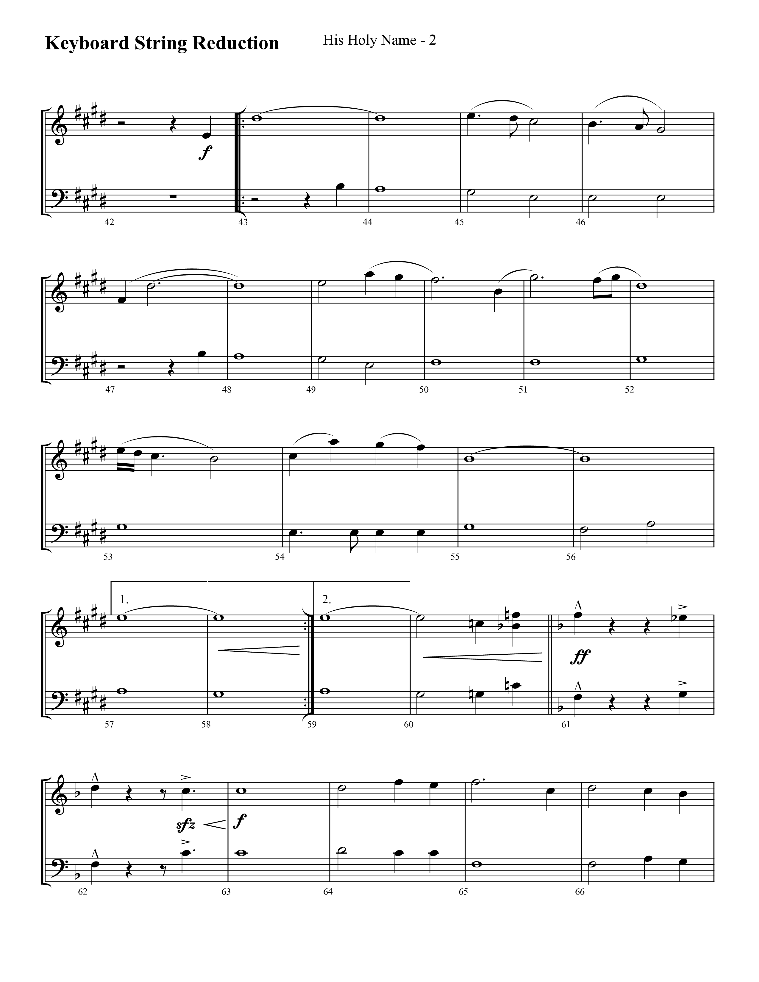 His Holy Name (with Blessed Be The Name) (Choral Anthem SATB) String Reduction (Lifeway Choral / Arr. Cliff Duren)