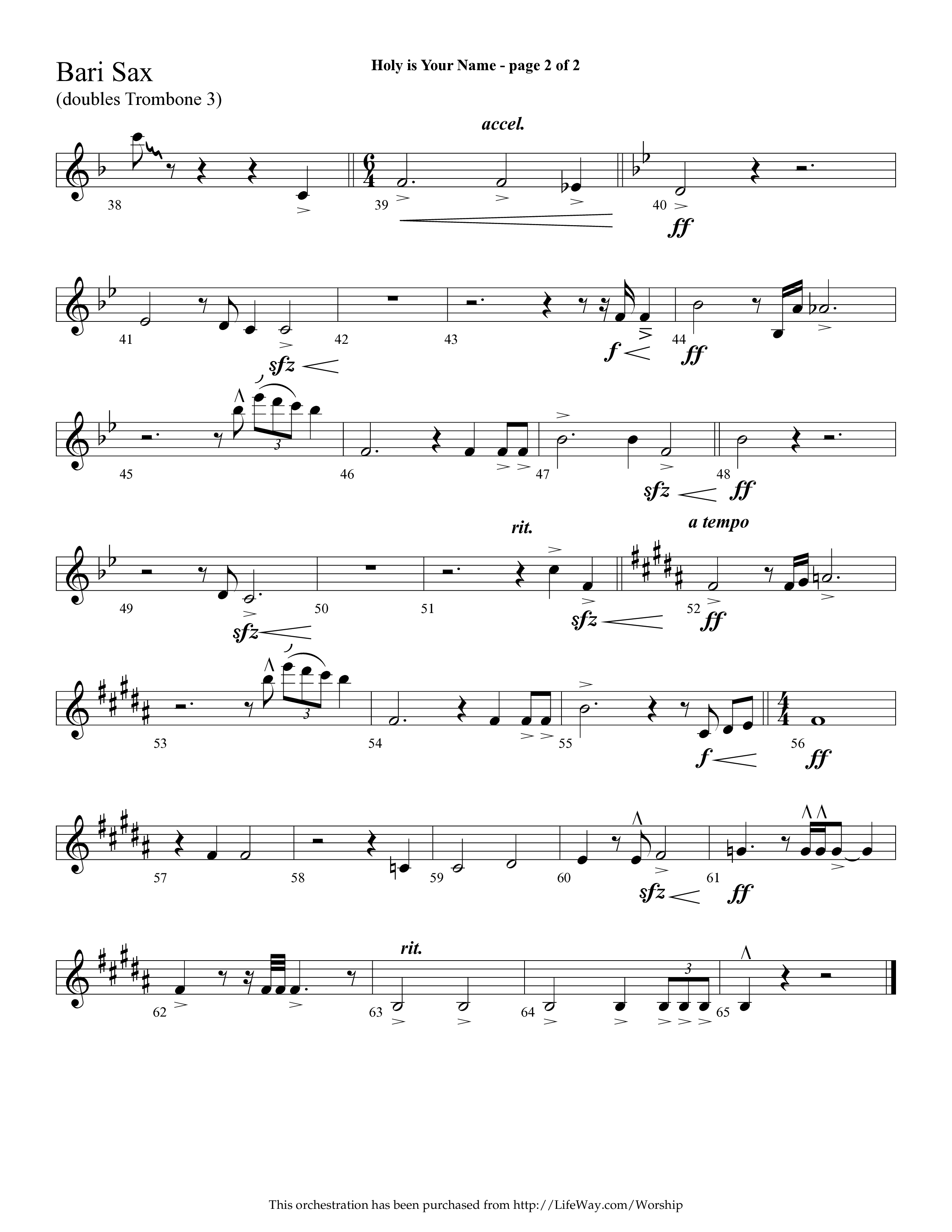 Holy Is Your Name (with Precious Name, Worthy The Lamb) (Choral Anthem SATB) Bari Sax (Lifeway Choral / Arr. Cliff Duren)