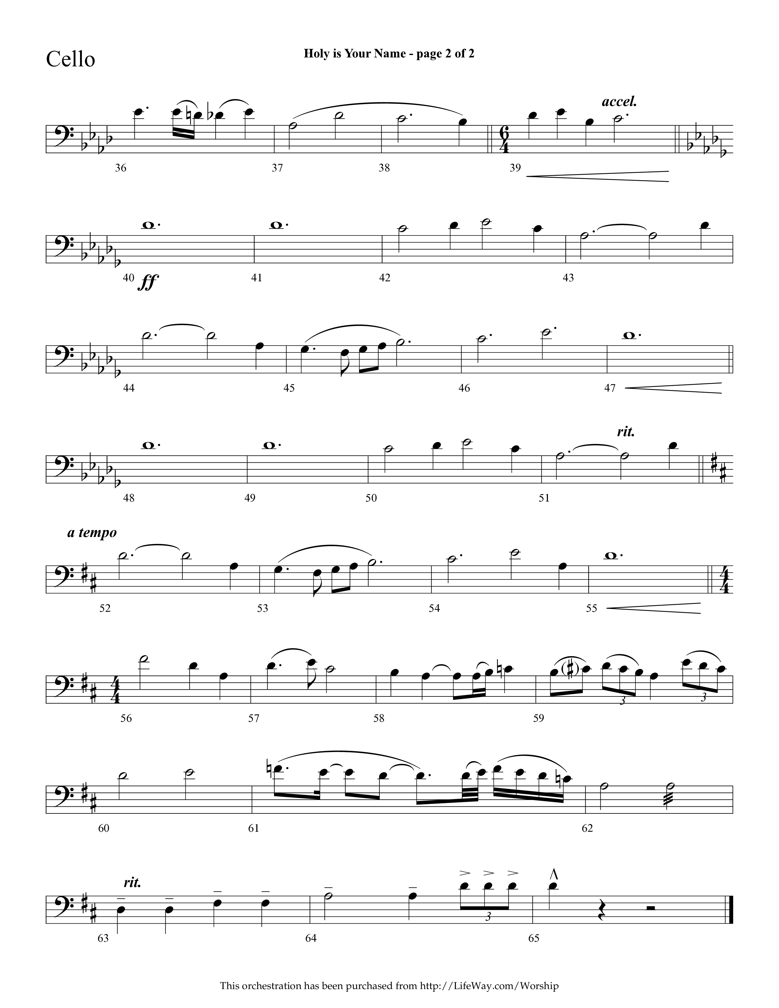 Holy Is Your Name (with Precious Name, Worthy The Lamb) (Choral Anthem SATB) Cello (Lifeway Choral / Arr. Cliff Duren)