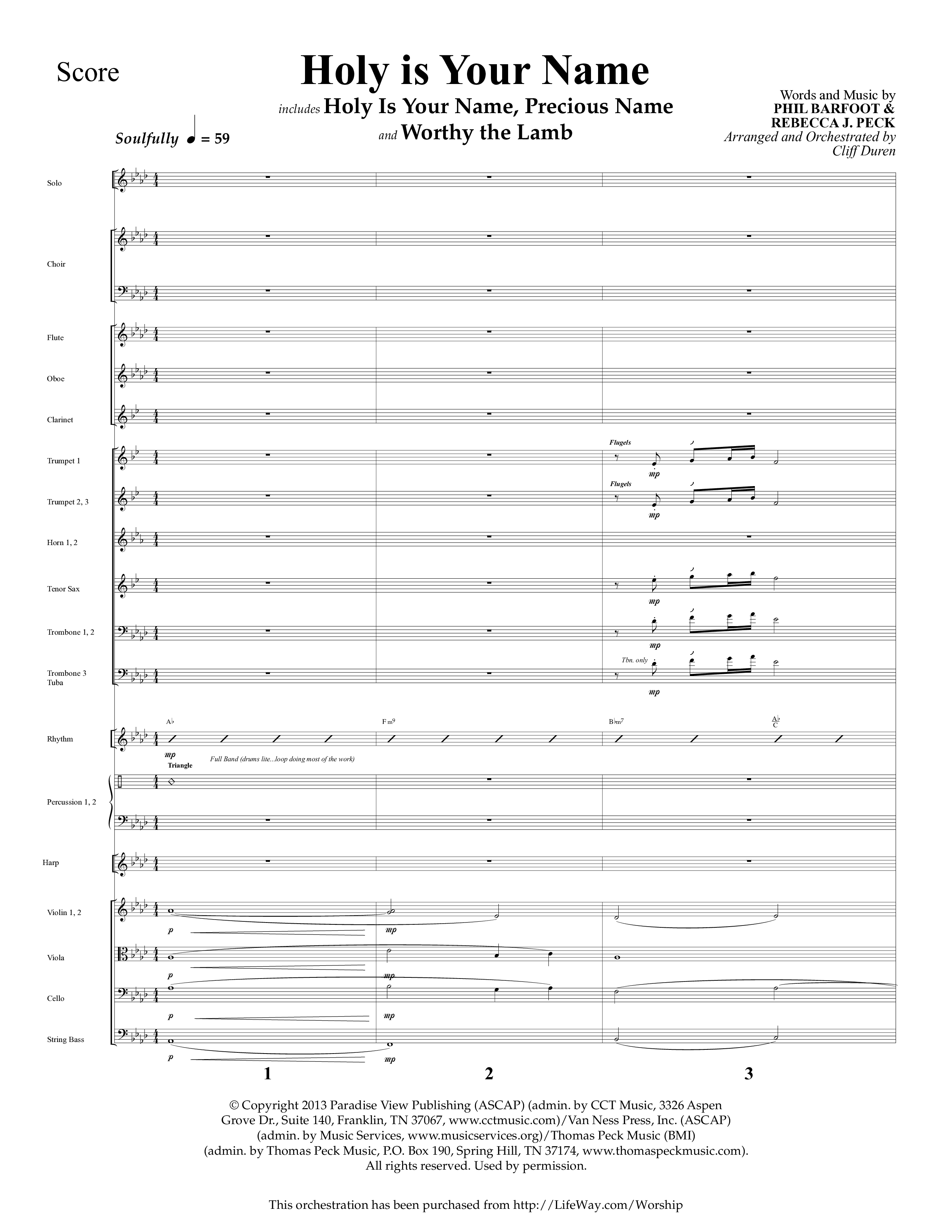 Holy Is Your Name (with Precious Name, Worthy The Lamb) (Choral Anthem SATB) Orchestration (Lifeway Choral / Arr. Cliff Duren)