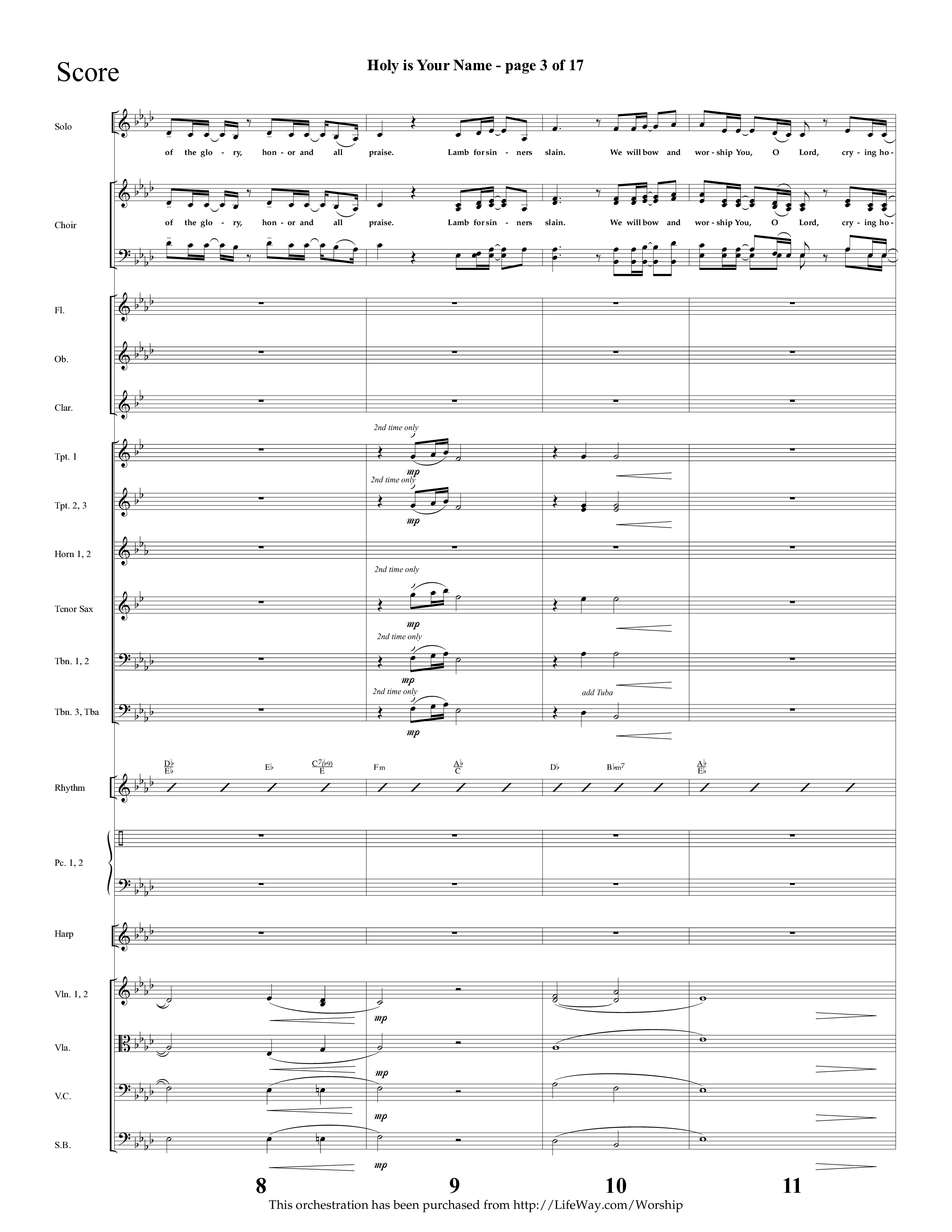 Holy Is Your Name (with Precious Name, Worthy The Lamb) (Choral Anthem SATB) Conductor's Score (Lifeway Choral / Arr. Cliff Duren)