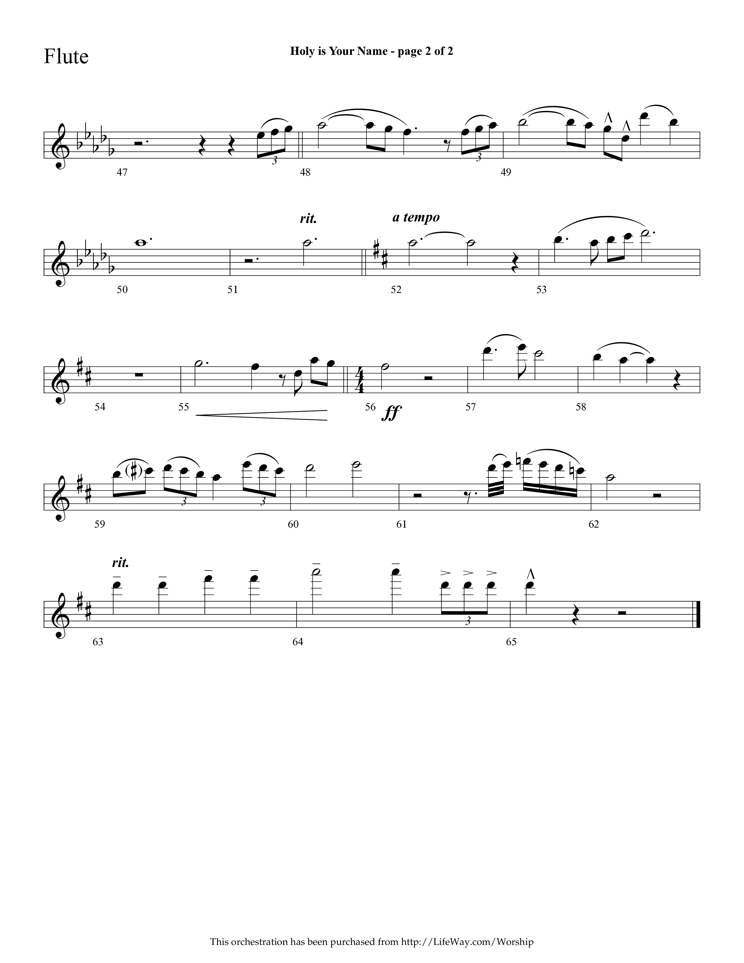 Holy Is Your Name (with Precious Name, Worthy The Lamb) (Choral Anthem SATB) Flute (Lifeway Choral / Arr. Cliff Duren)