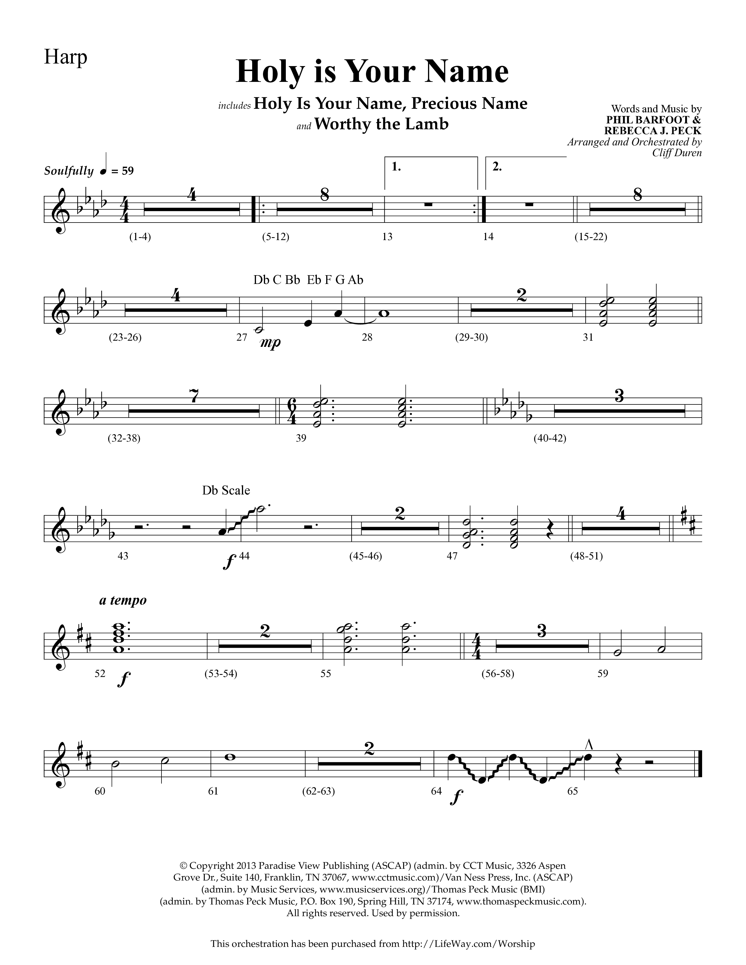 Holy Is Your Name (with Precious Name, Worthy The Lamb) (Choral Anthem SATB) Harp (Lifeway Choral / Arr. Cliff Duren)