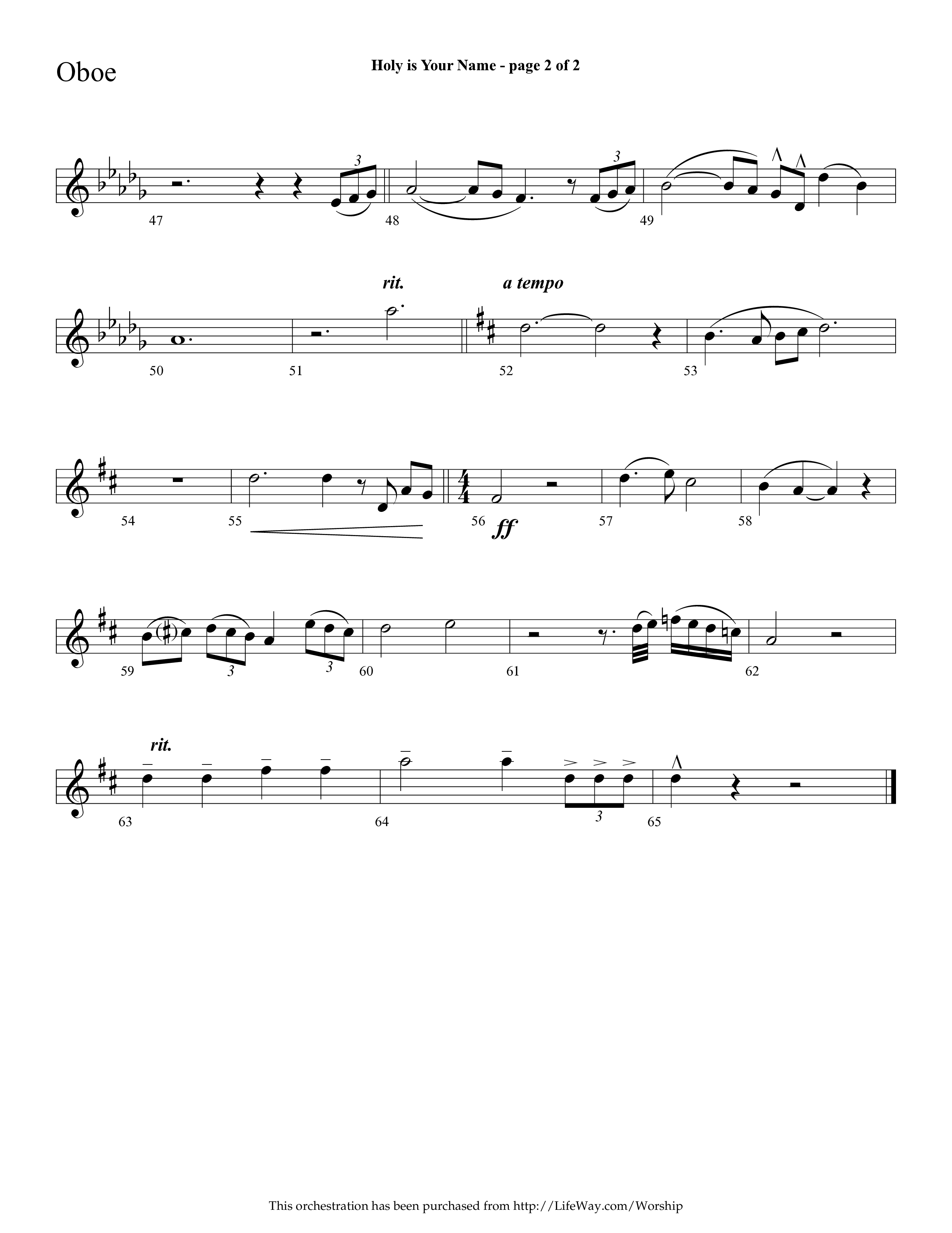 Holy Is Your Name (with Precious Name, Worthy The Lamb) (Choral Anthem SATB) Oboe (Lifeway Choral / Arr. Cliff Duren)