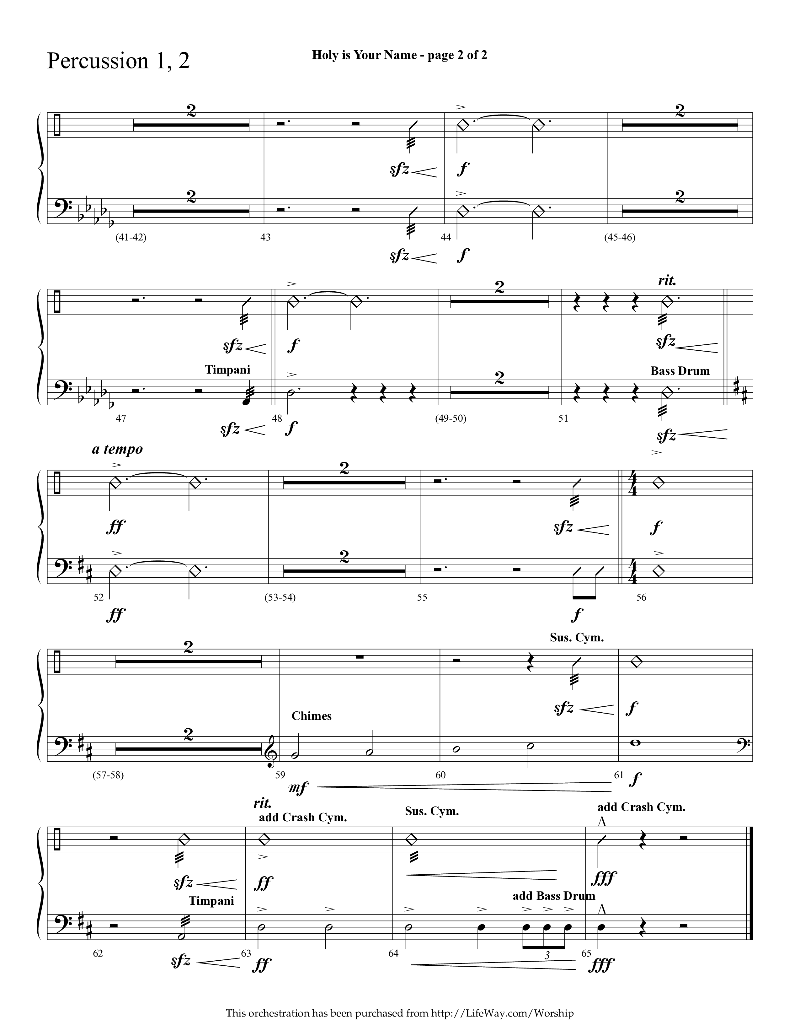 Holy Is Your Name (with Precious Name, Worthy The Lamb) (Choral Anthem SATB) Percussion 1/2 (Lifeway Choral / Arr. Cliff Duren)