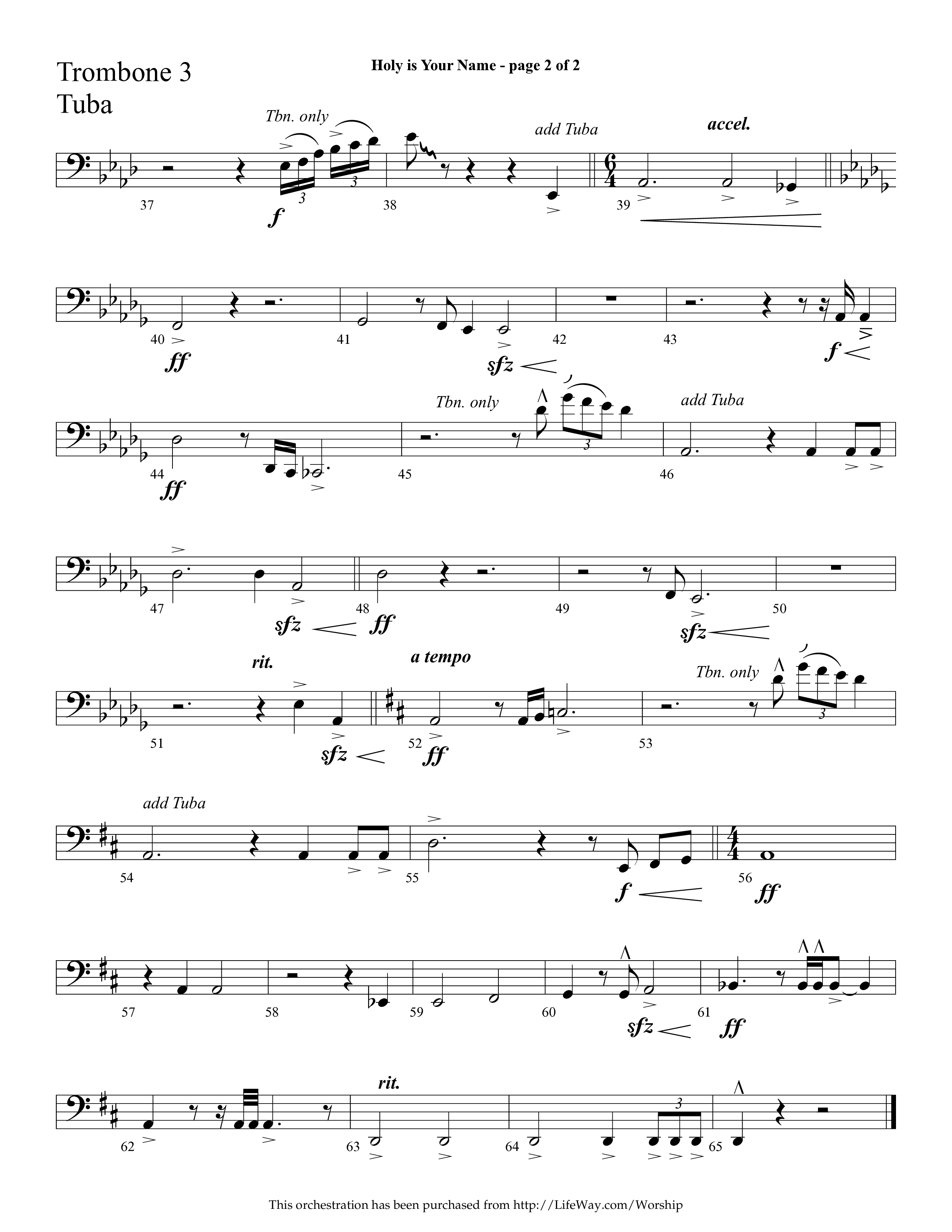Holy Is Your Name (with Precious Name, Worthy The Lamb) (Choral Anthem SATB) Trombone 3/Tuba (Lifeway Choral / Arr. Cliff Duren)