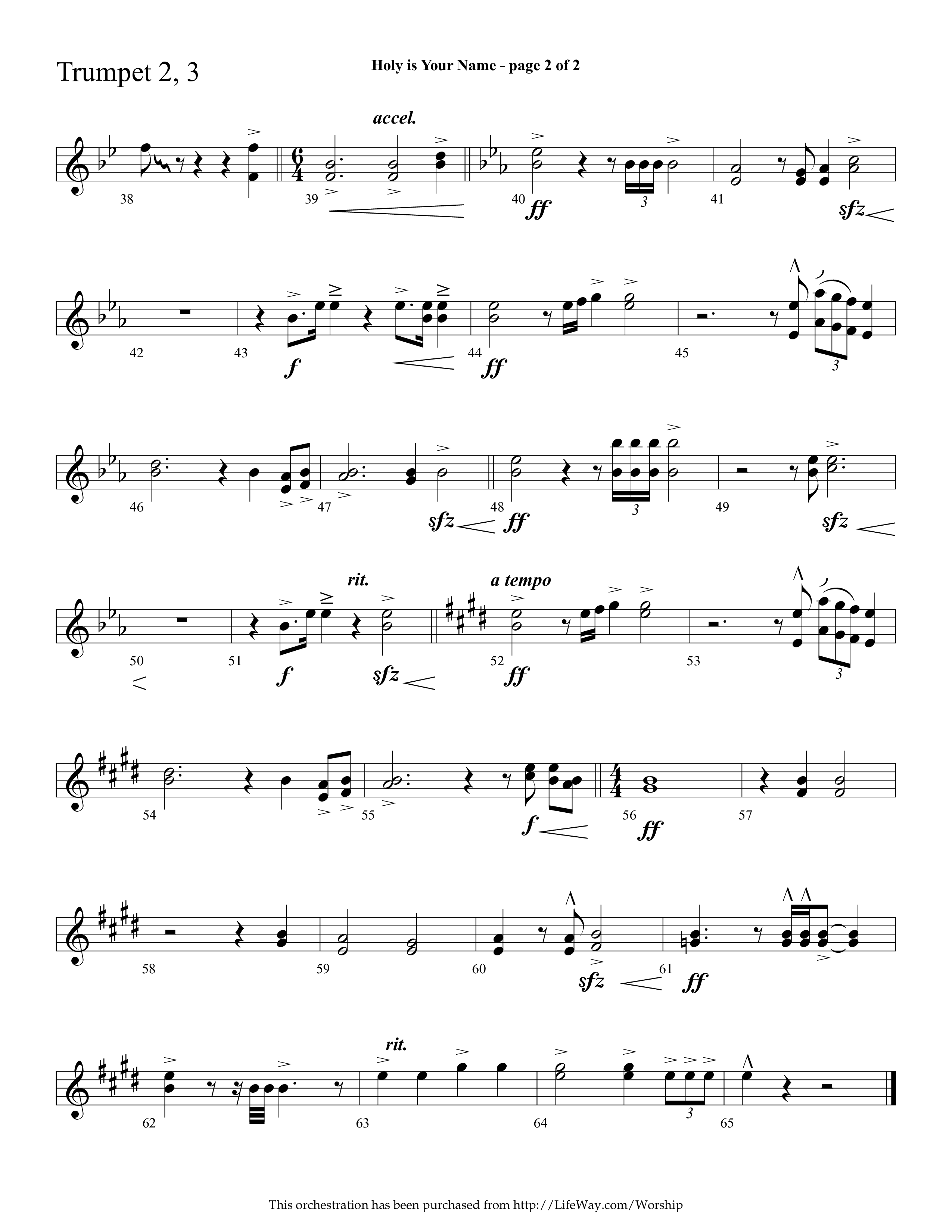 Holy Is Your Name (with Precious Name, Worthy The Lamb) (Choral Anthem SATB) Trumpet 2/3 (Lifeway Choral / Arr. Cliff Duren)