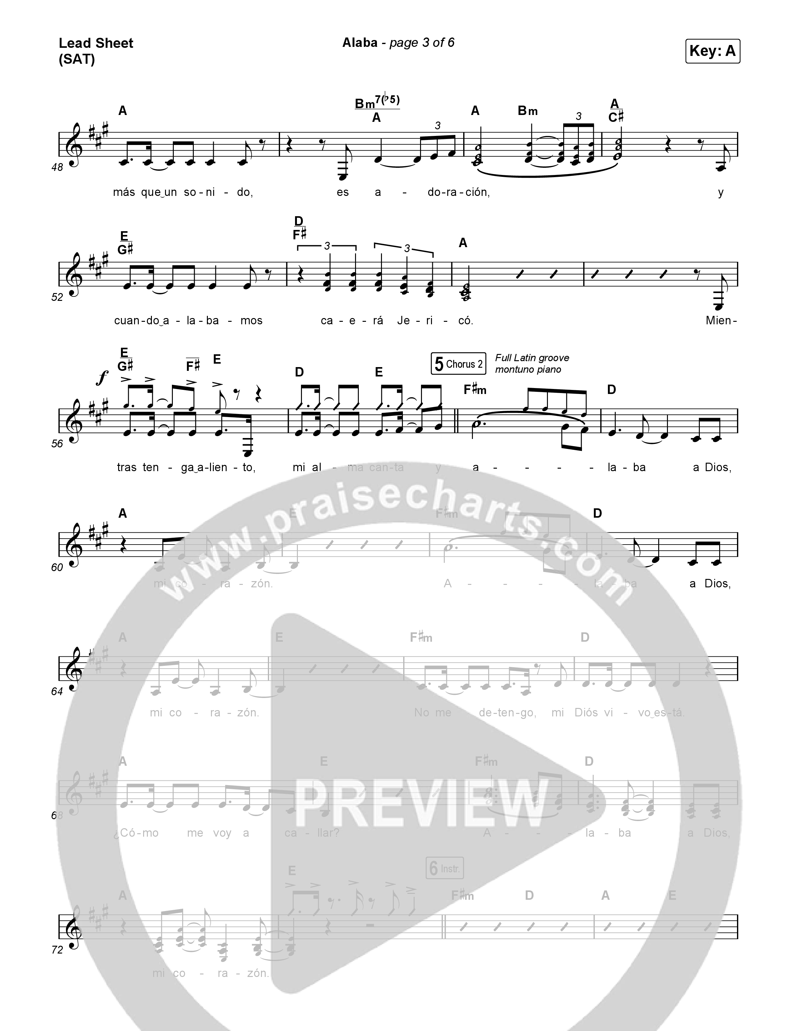 Alaba Lead Sheet (SAT) (Elevation Worship / Elevation Español / Unified Sound)