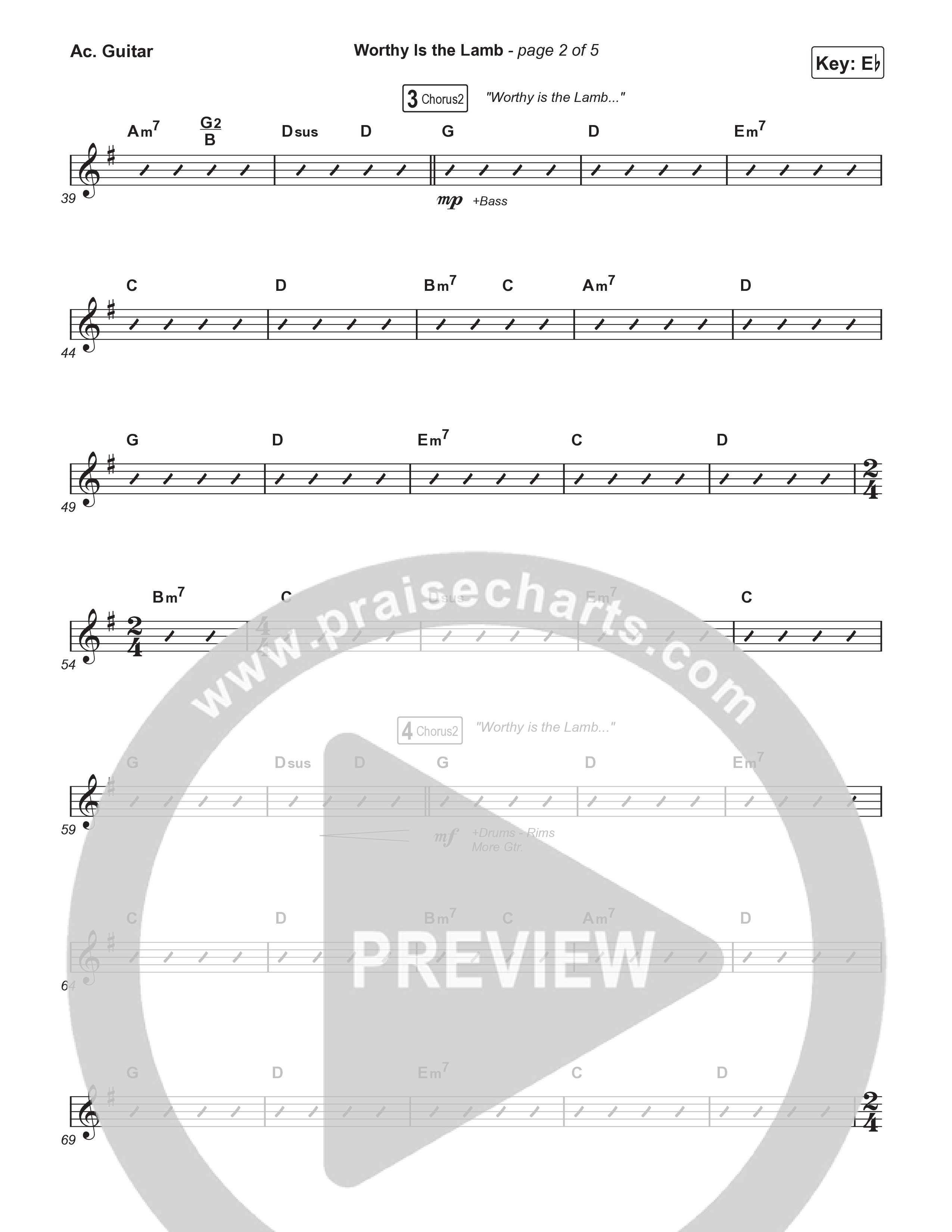 Worthy Is The Lamb (Part 1) (Choral/SATB) Acoustic Guitar (Travis Cottrell / Brooke Voland / Arr. Mason Brown)