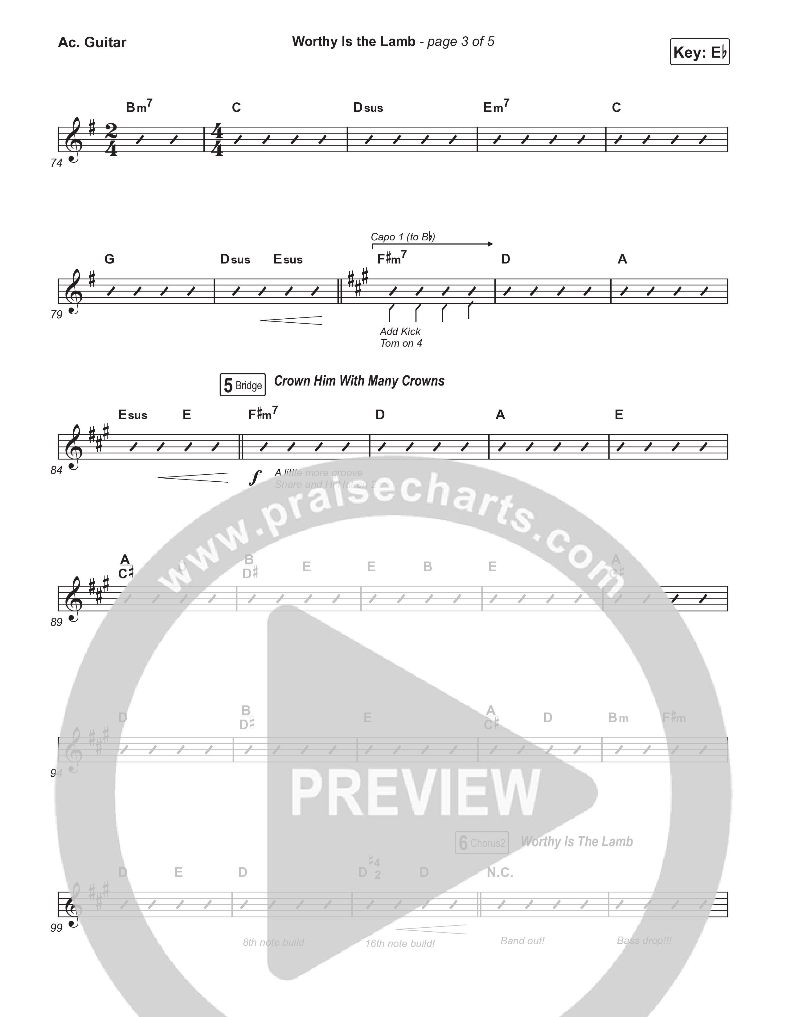 Worthy Is The Lamb (Part 1) (Choral/SATB) Acoustic Guitar (Travis Cottrell / Brooke Voland / Arr. Mason Brown)