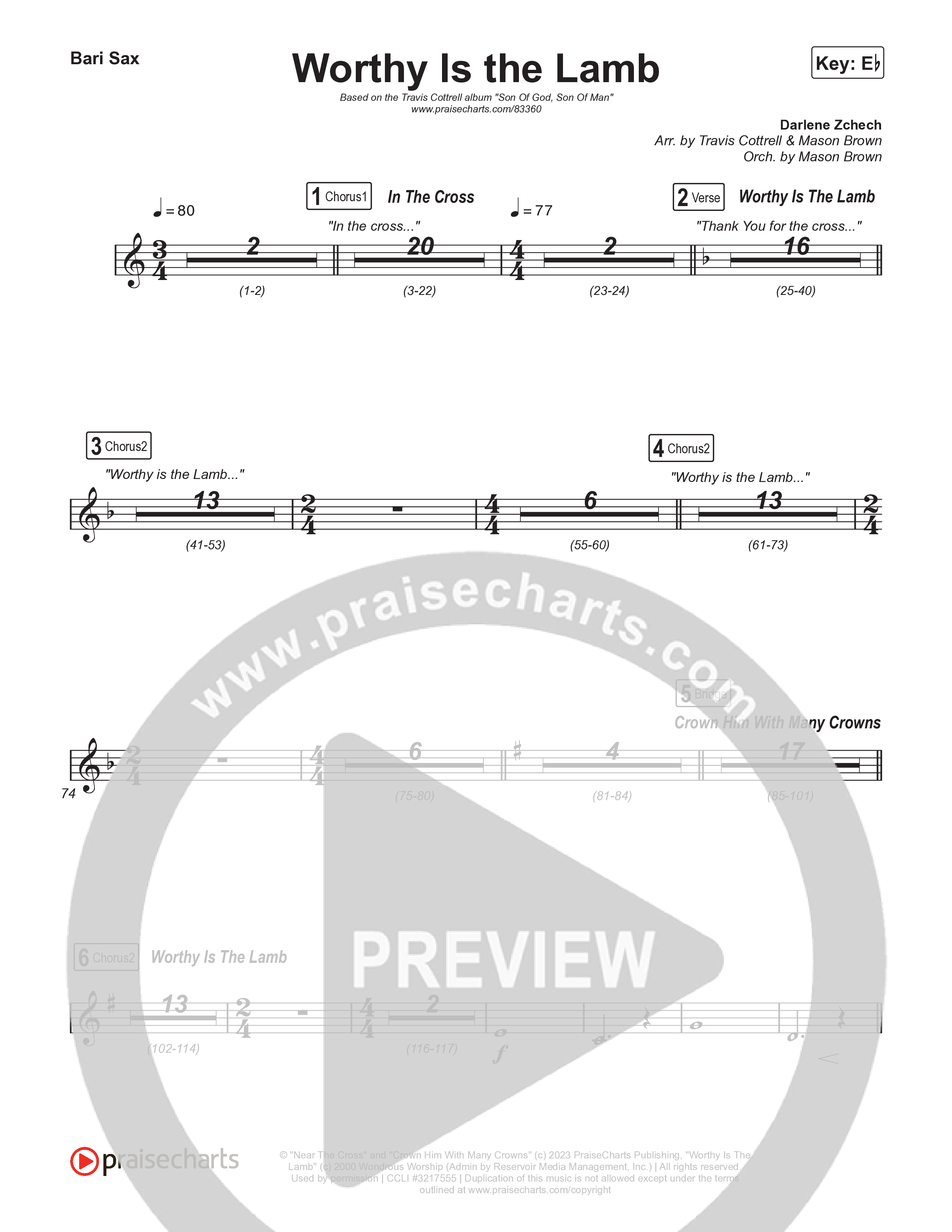 Worthy Is The Lamb (Part 1) (Choral/SATB) Sax Pack (Travis Cottrell / Brooke Voland / Arr. Mason Brown)