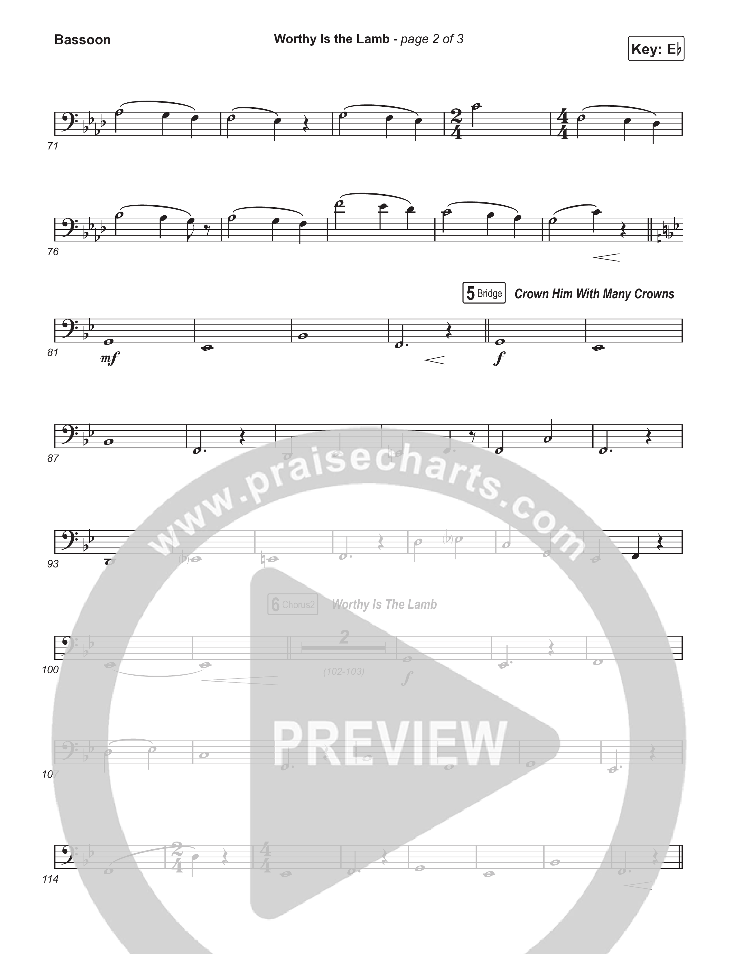 Worthy Is The Lamb (Part 1) (Choral/SATB) Bassoon (Travis Cottrell / Brooke Voland / Arr. Mason Brown)