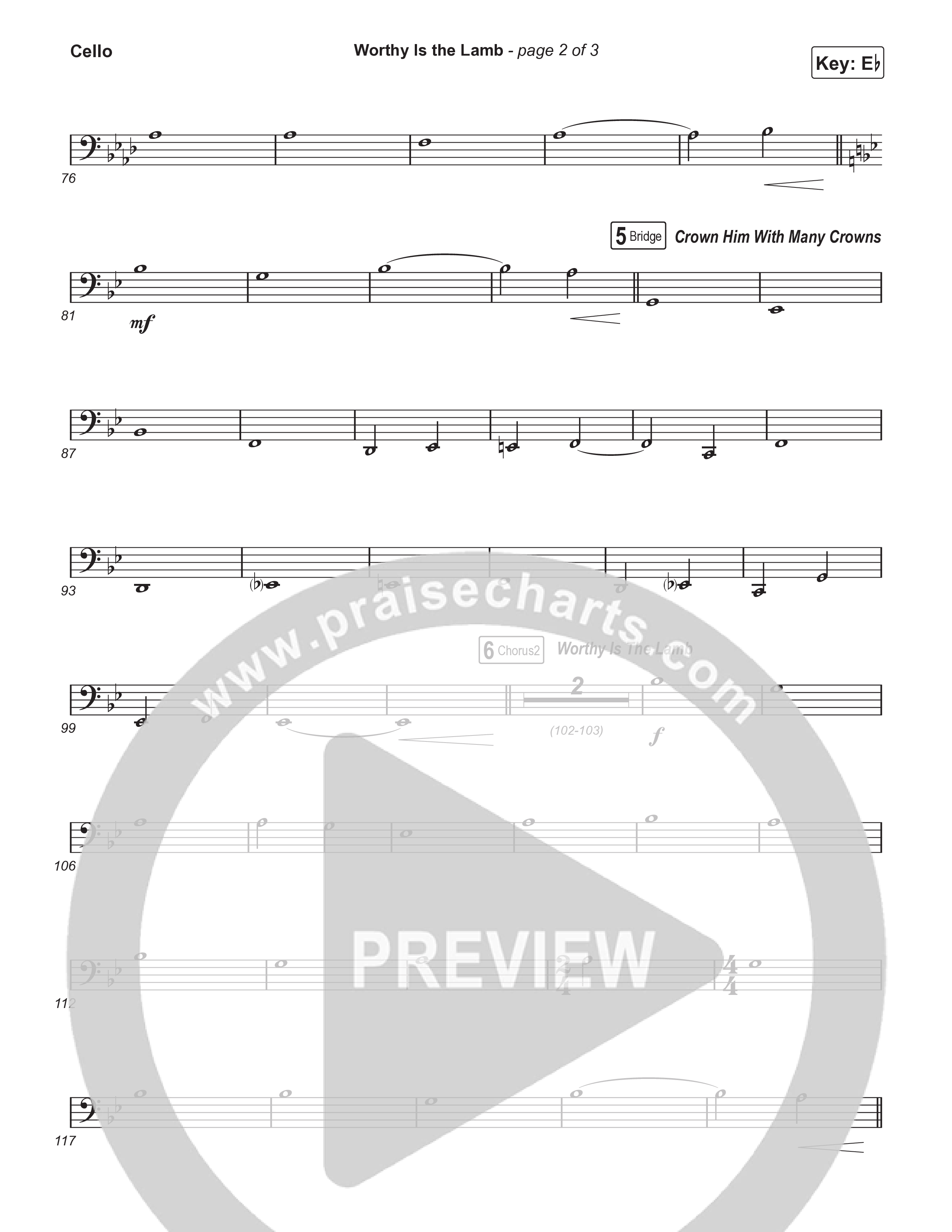 Worthy Is The Lamb (Part 1) (Choral/SATB) Cello (Travis Cottrell / Brooke Voland / Arr. Mason Brown)