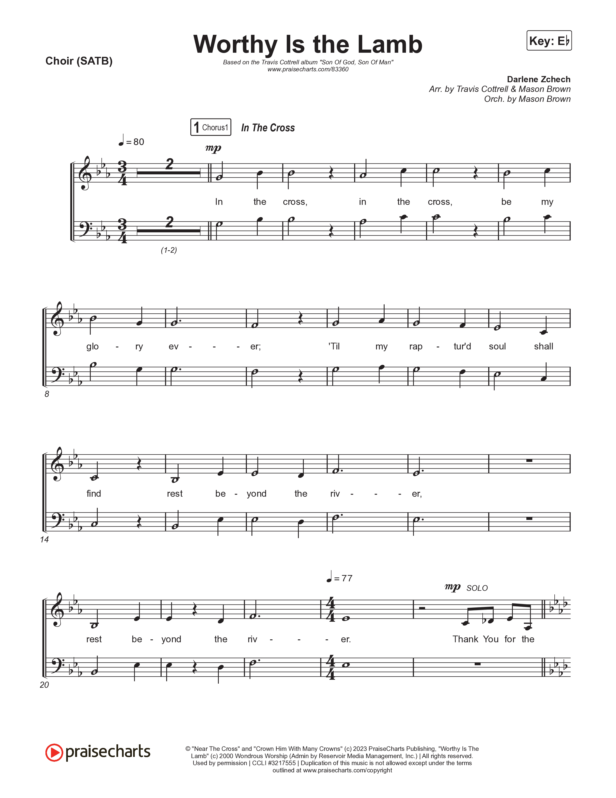 Worthy Is The Lamb (Part 1) (Choral/SATB) Choir Sheet (SATB) (Travis Cottrell / Brooke Voland / Arr. Mason Brown)